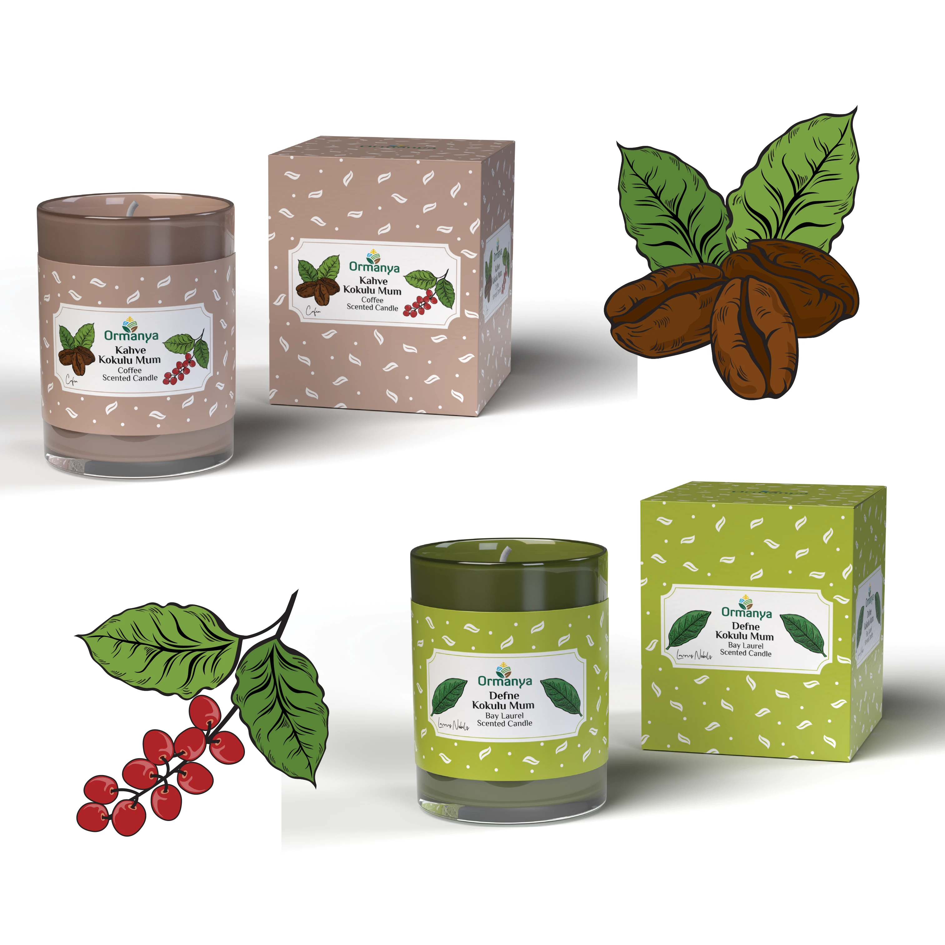 Illustration and Packaging & Label Designs for Scented Candles