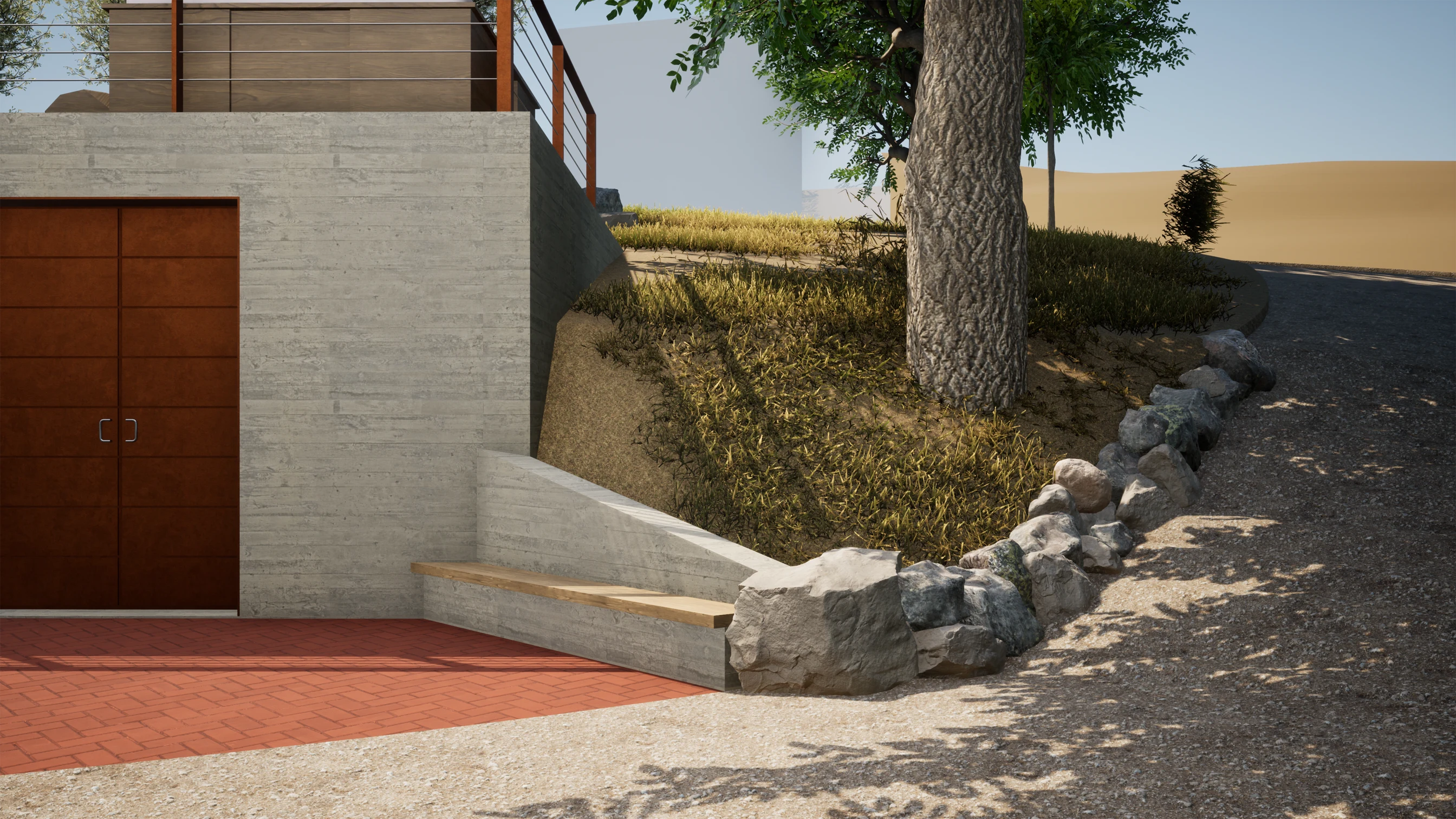 Retaining Wall Seating Area