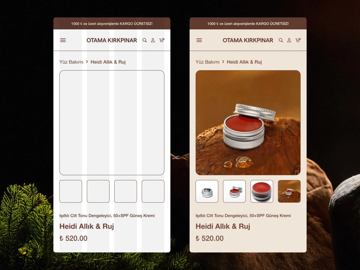 Product Page Layout (Mobile View)