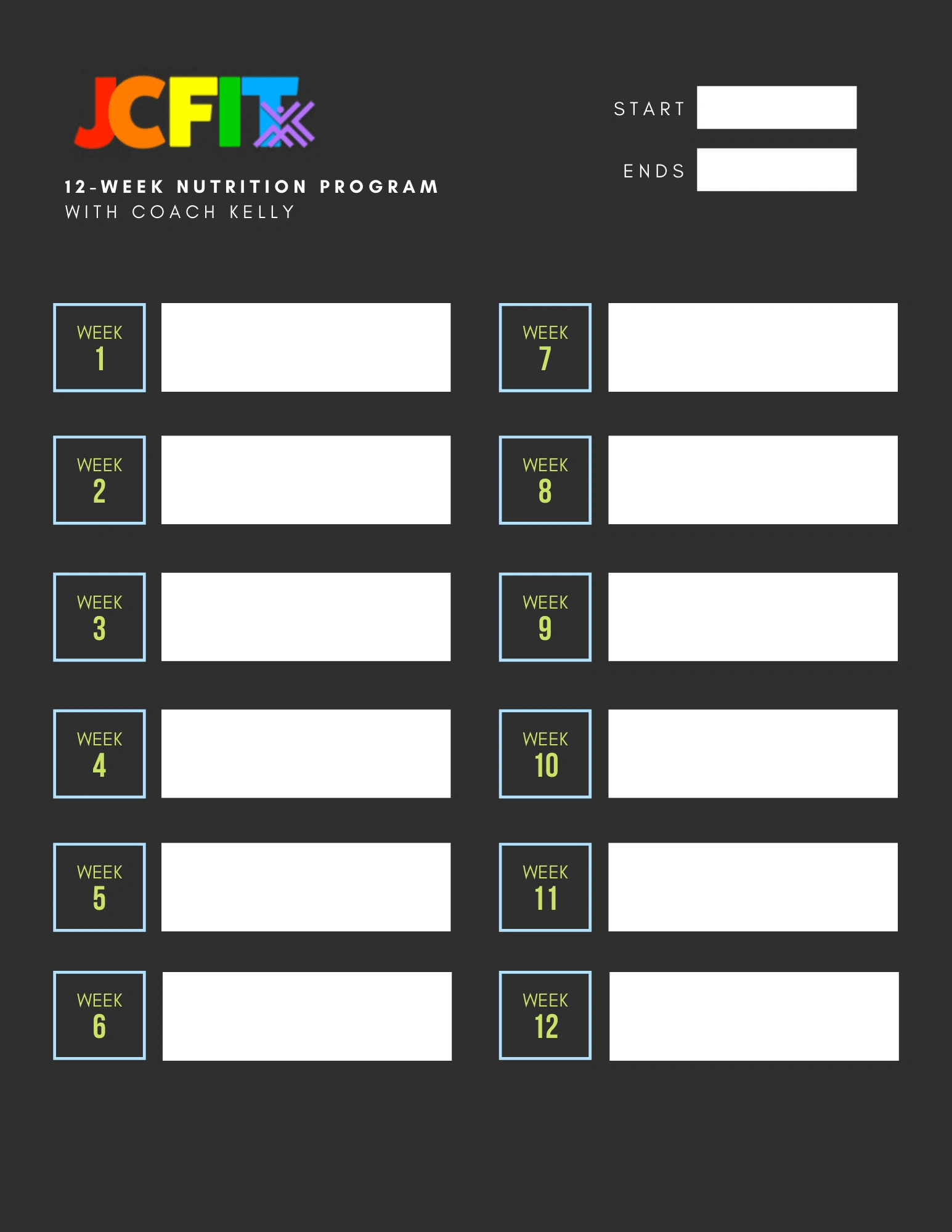 printable tracking sheet for their nutrition program