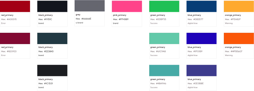 My colour explorations for the colour system