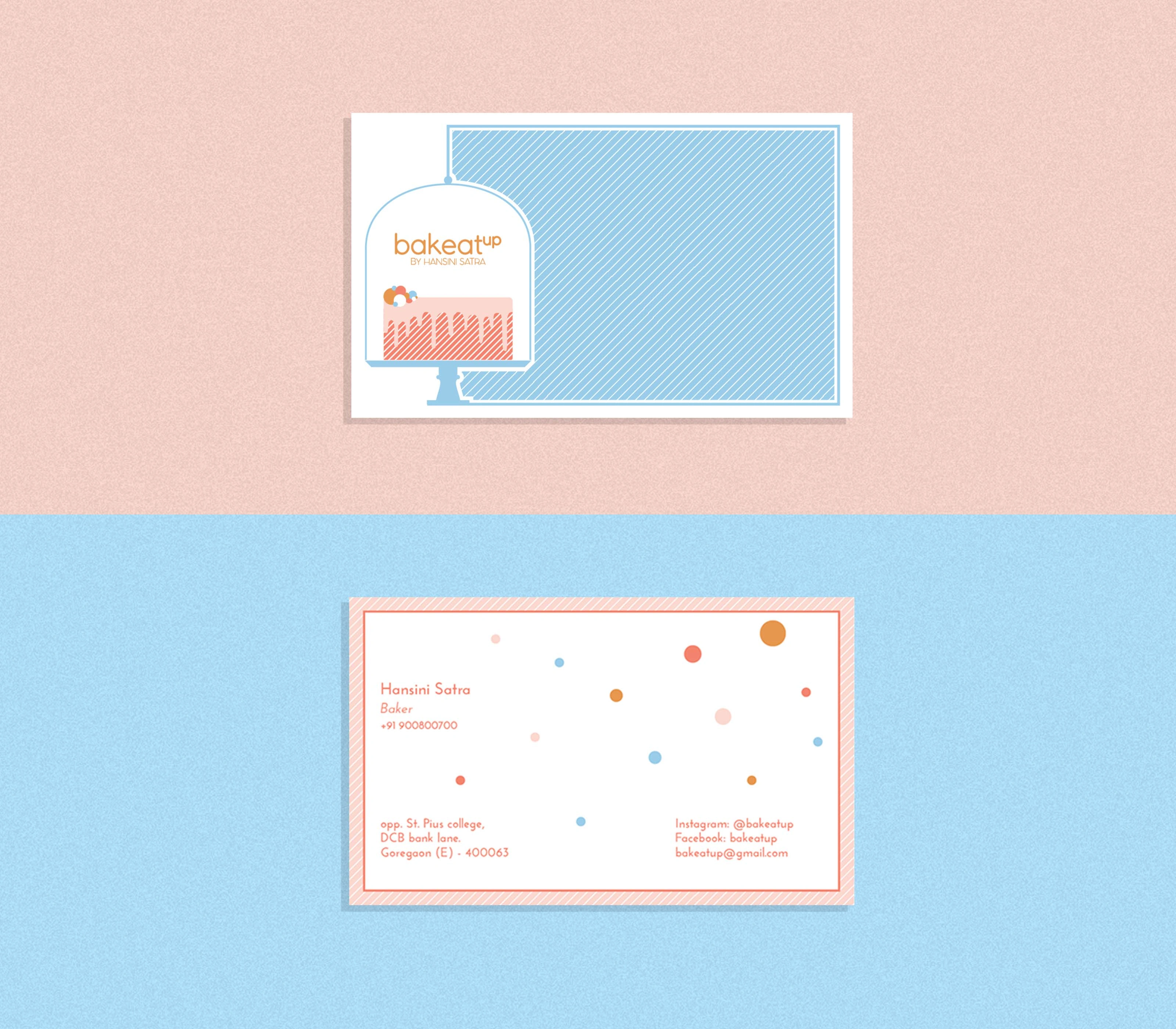 Business cards for 'Bakeatup'