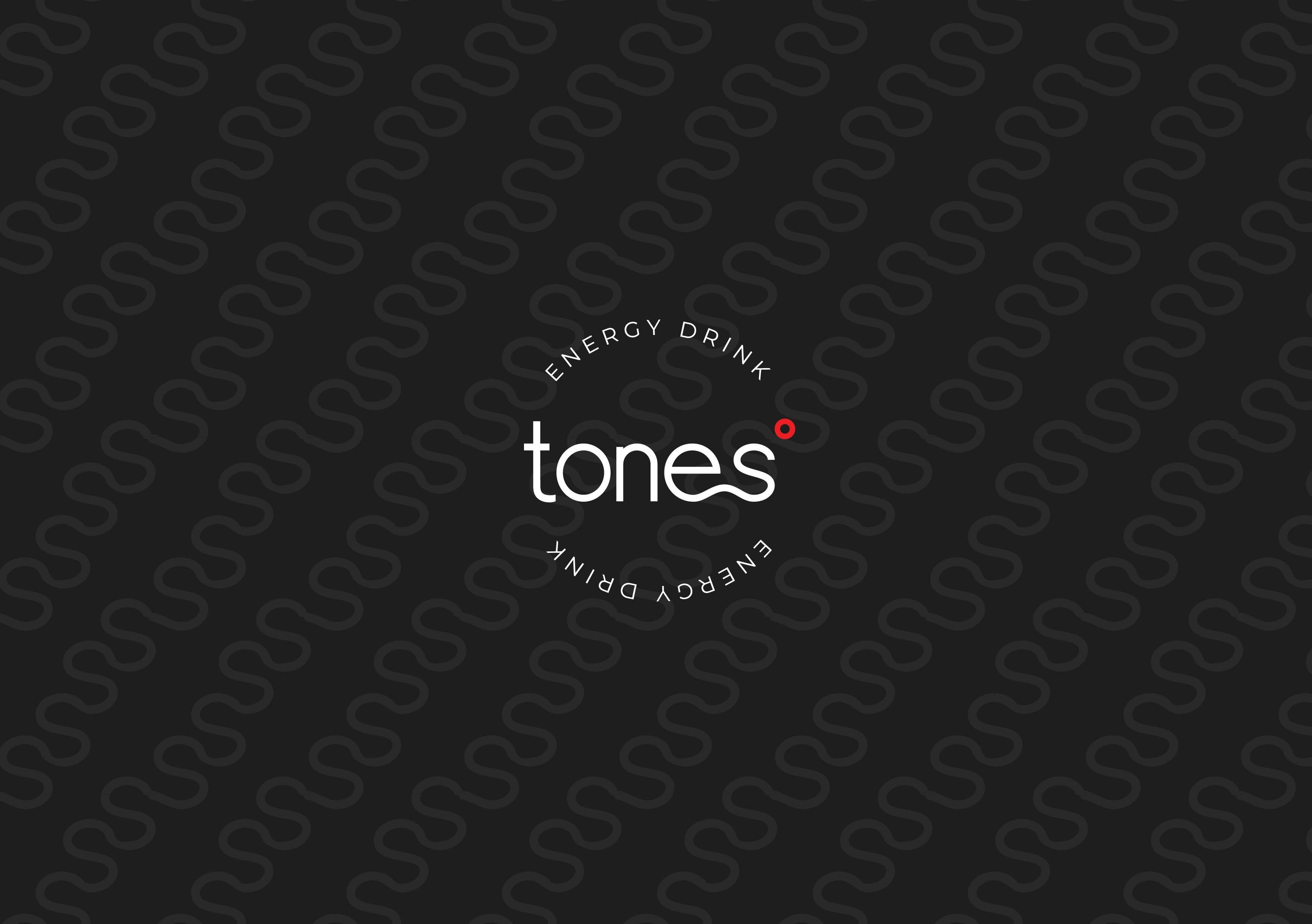 The "Tones" logo captures the essence of the brand, conveying a sense of vitality and the boost of energy that awaits consumers when they choose Tones. The logo features a unique and eye-catching flowy pattern design. This fluid design element symbolizes the energetic and invigorating sensation one experiences after consuming Tones.