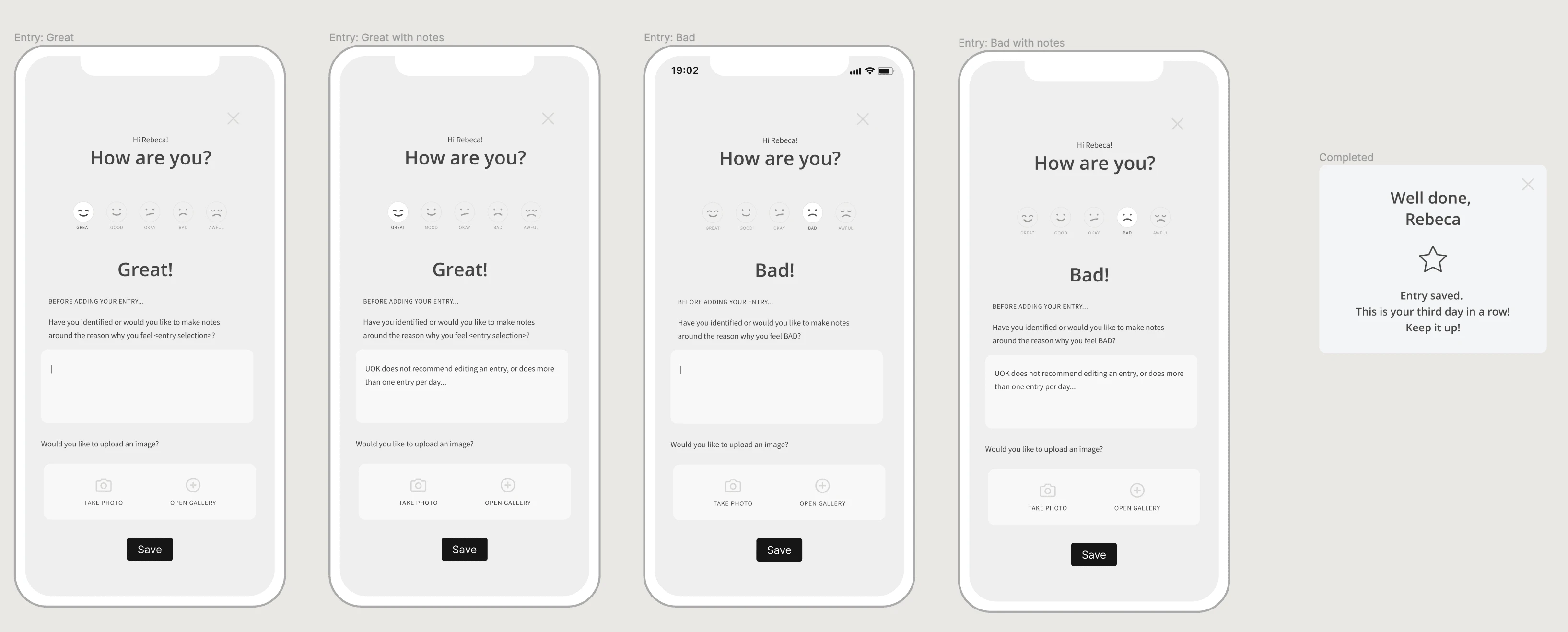 Mid-fidelity wireframes