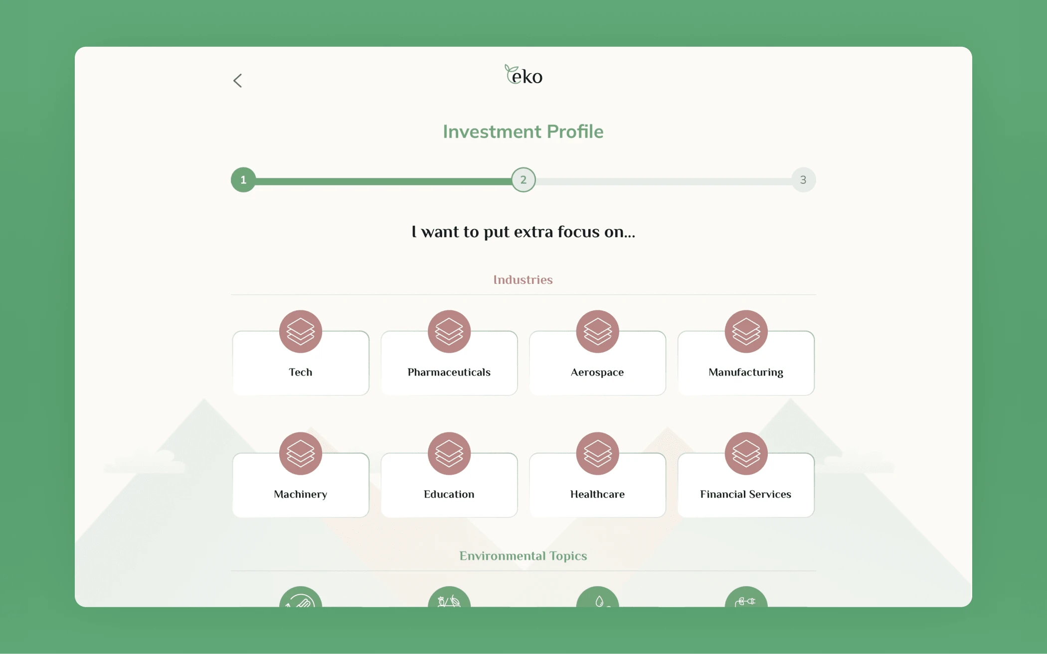 Choosing investment areas to focus on is part of the onboarding