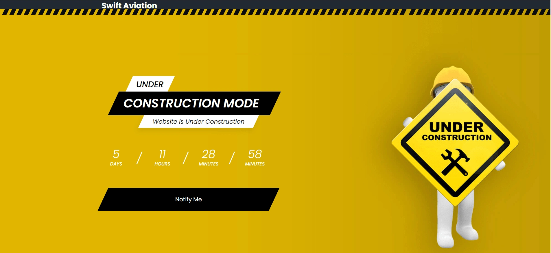 Under Construction Mode With Countdown and Notify Button