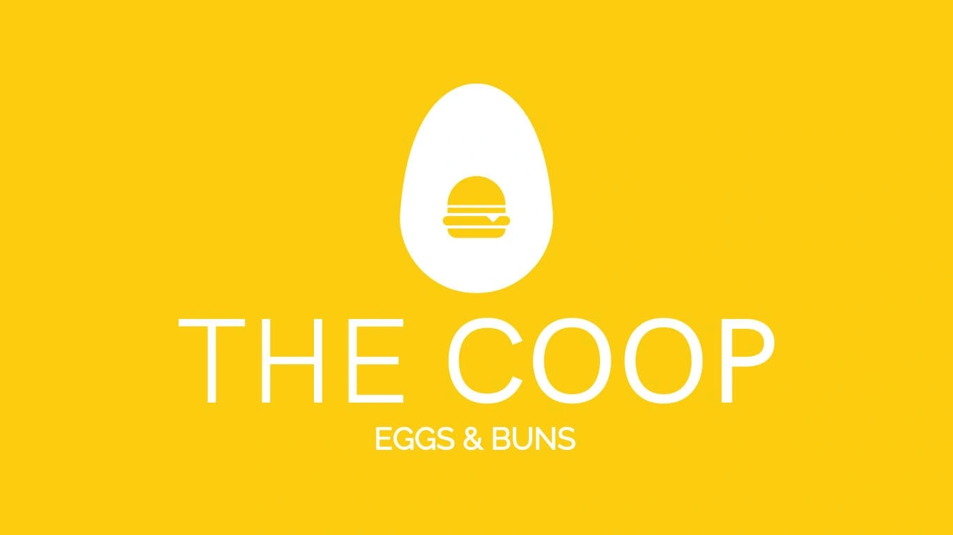 Modern logo design for The Coop: Eggs and Buns, a food business that sells egg sandwiches