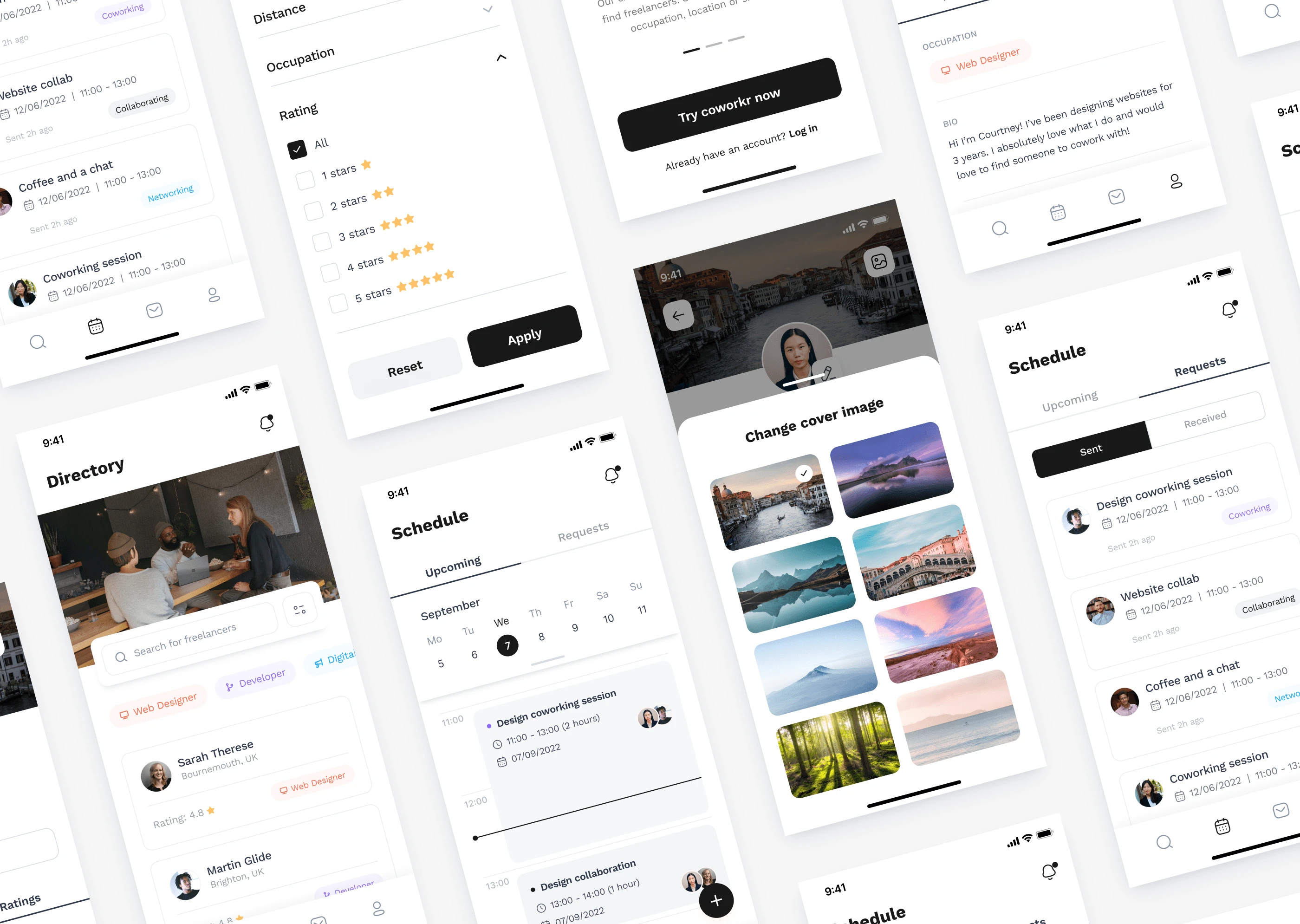 Coworkr High Fidelity App Designs