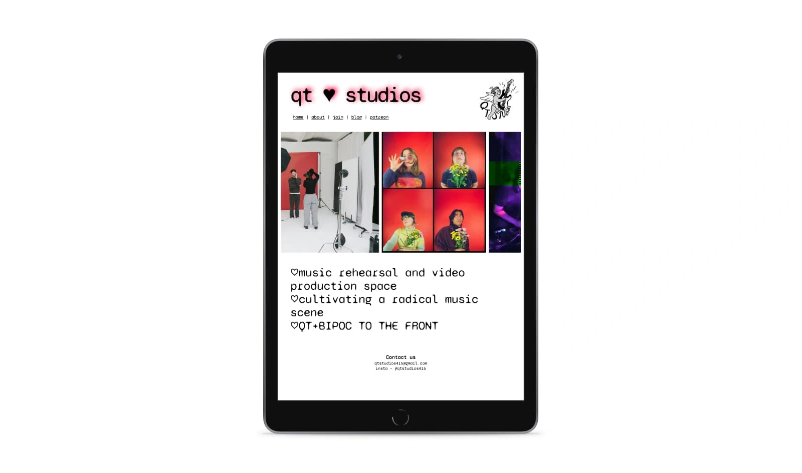 QT Studios Website - Tablet