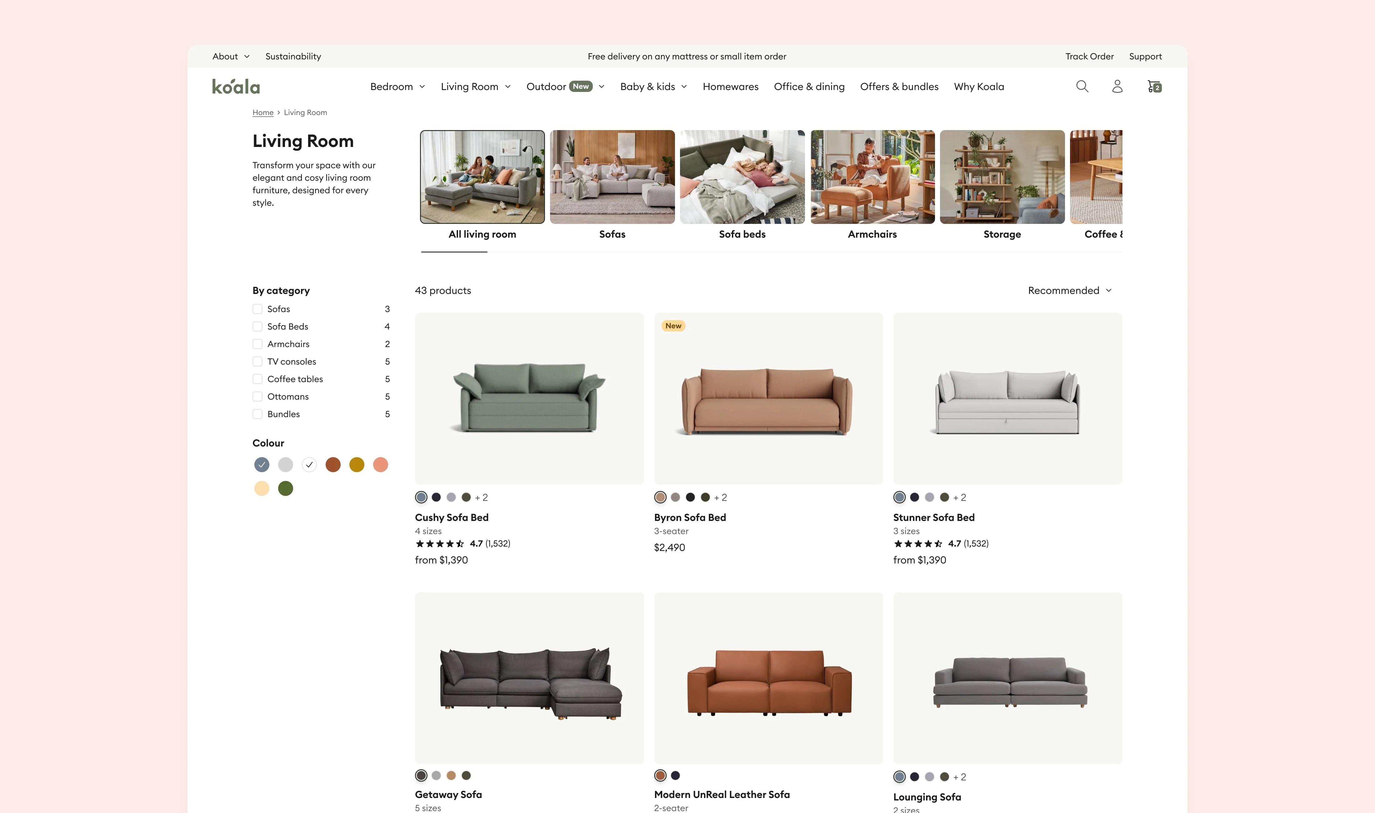 Category page, desktop design