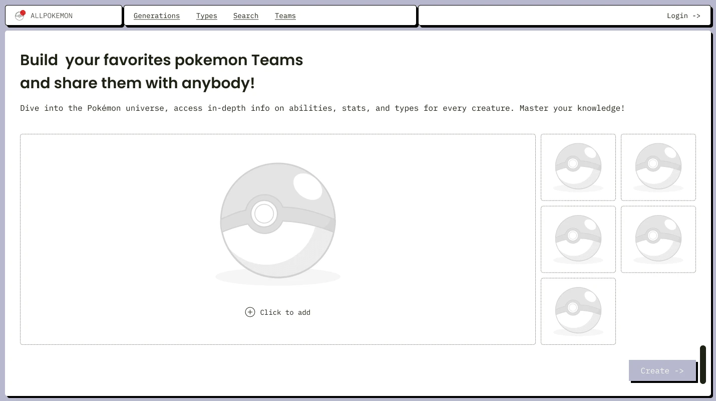 V1. Teambuilder without Pokemon