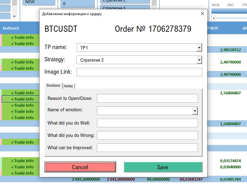 Input of user data for sentiment analysis, trading strategy and analytics