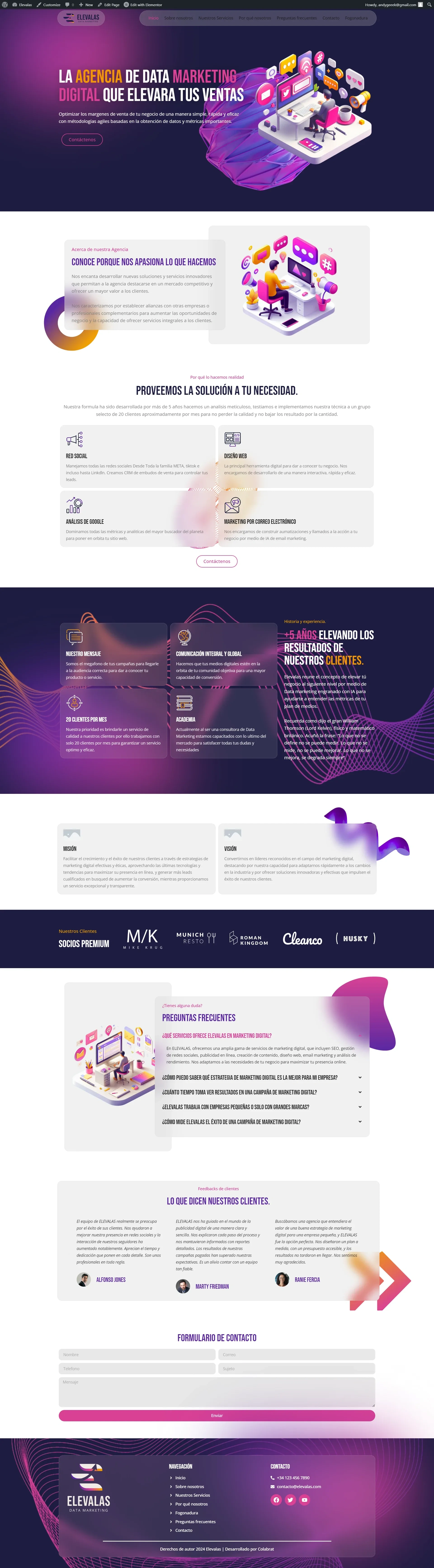 Elevalas - Data Marketing Agency WordPress Website Design