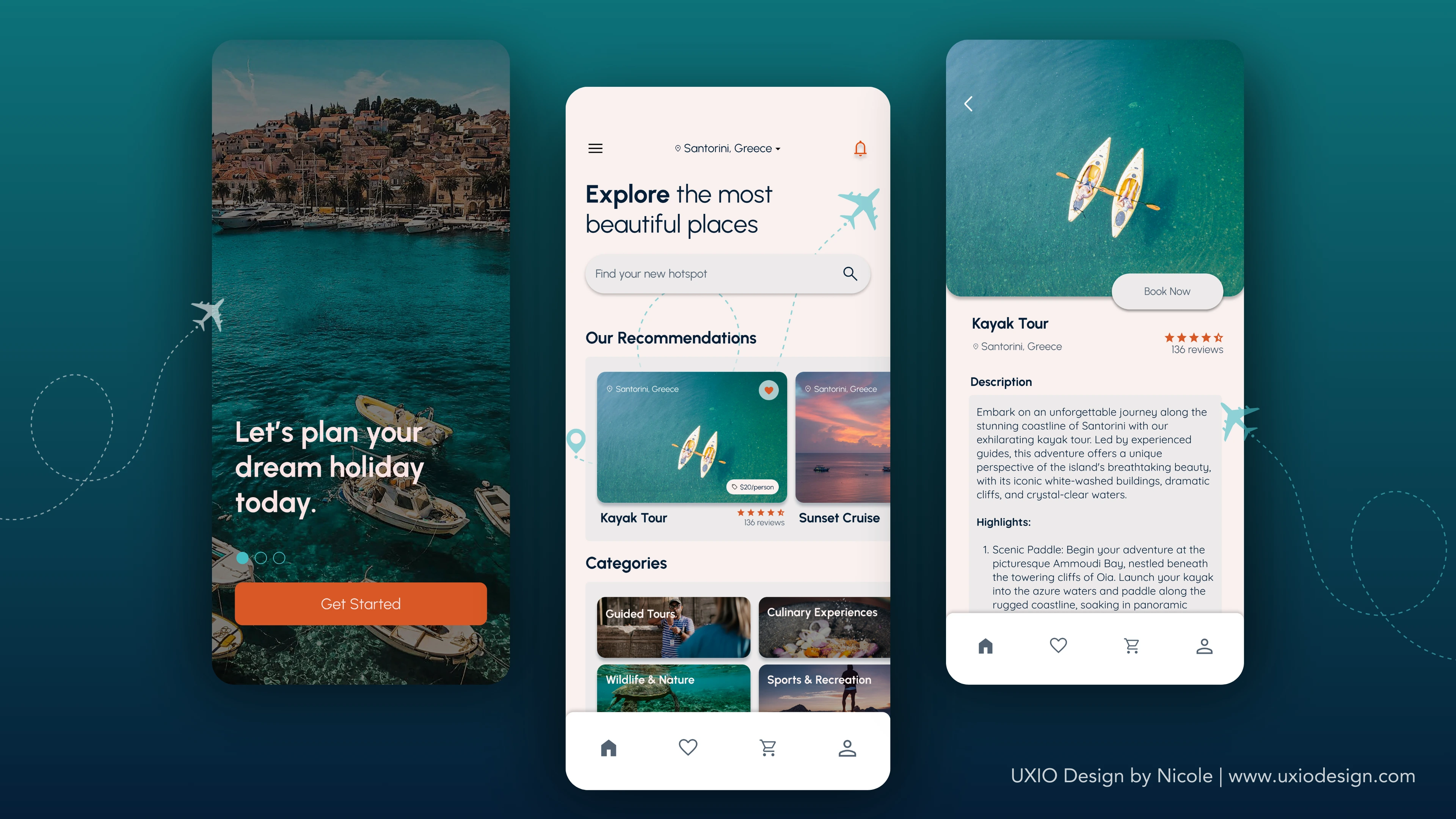 Onboarding Screen, Home Screen & Activity Page