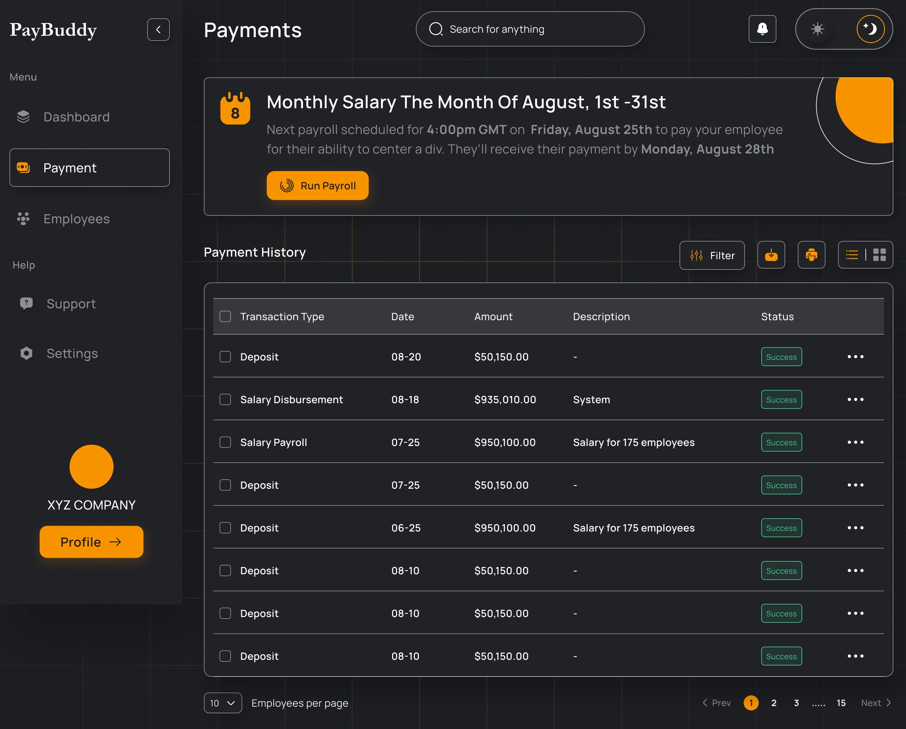 Payroll Tab