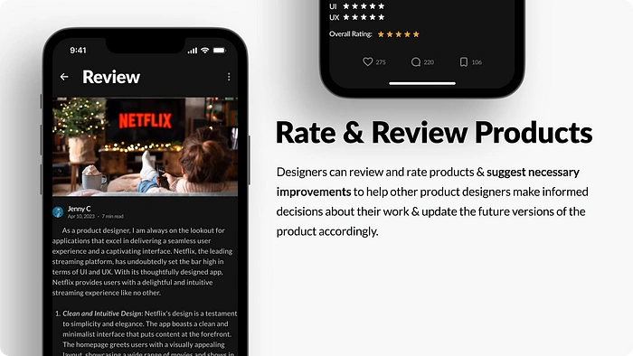 Rate & Review Products Screen