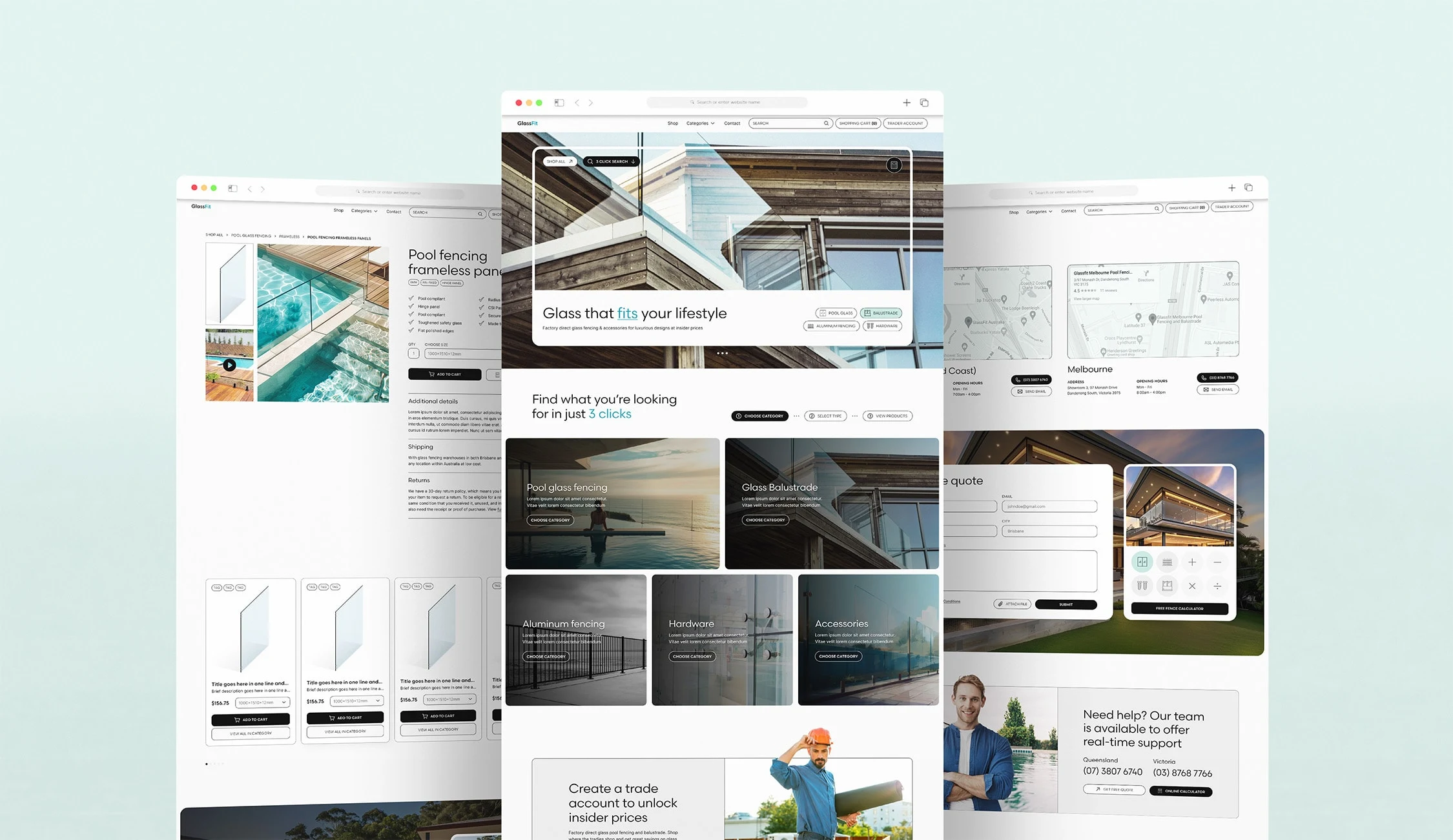 Desktop Mockups of Glass Fit website