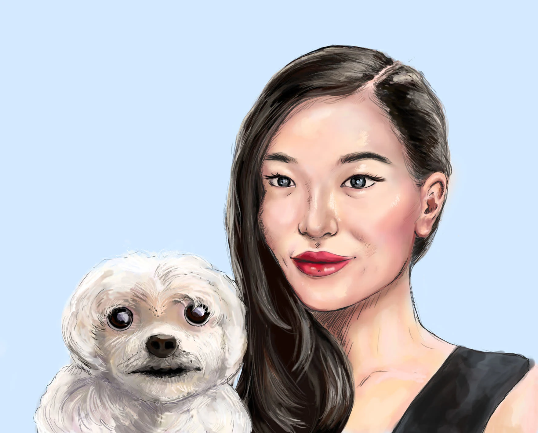 Example of stylized portrait of human and animal (Photoshop)