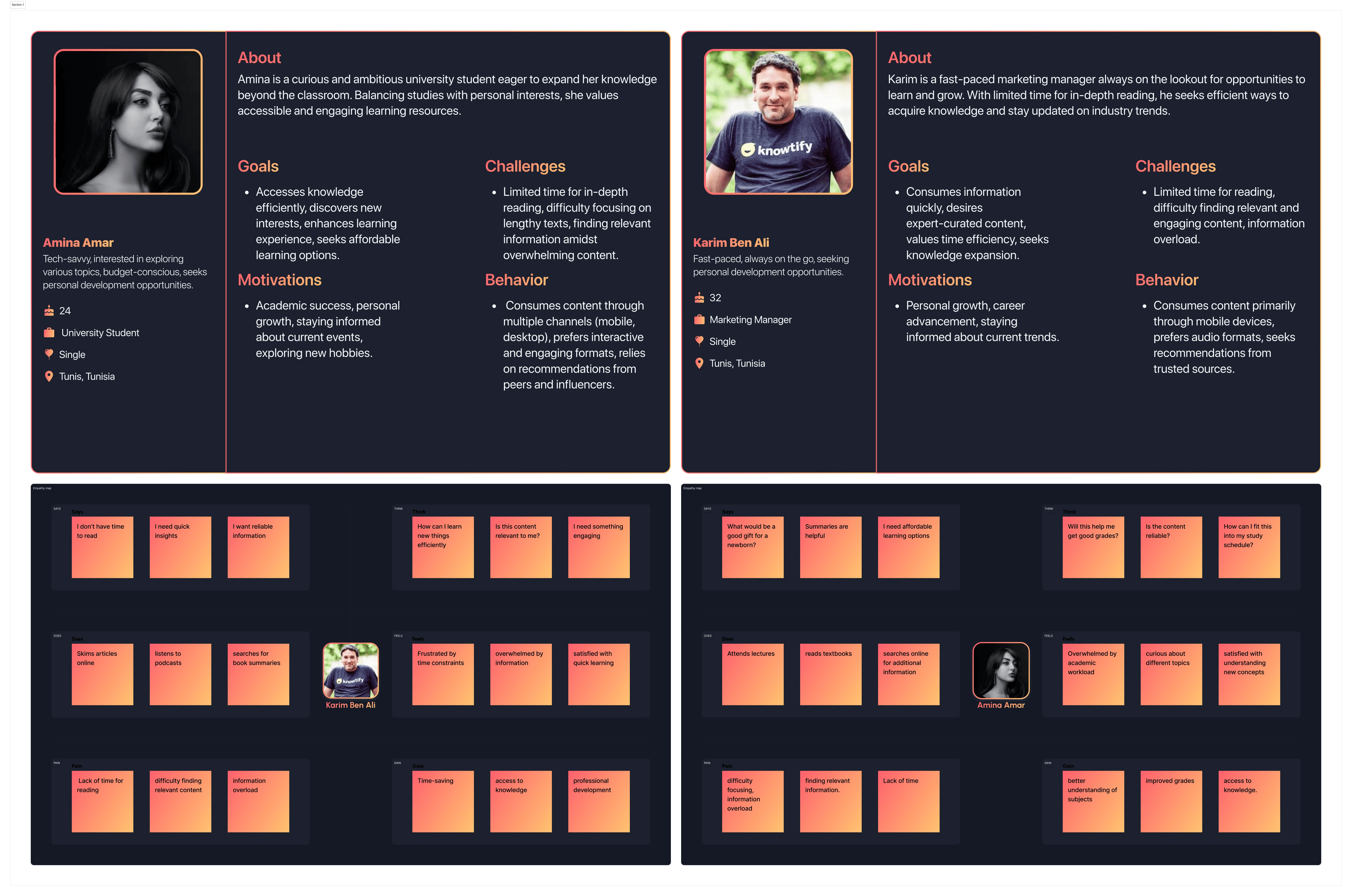 User personas & empathy maps