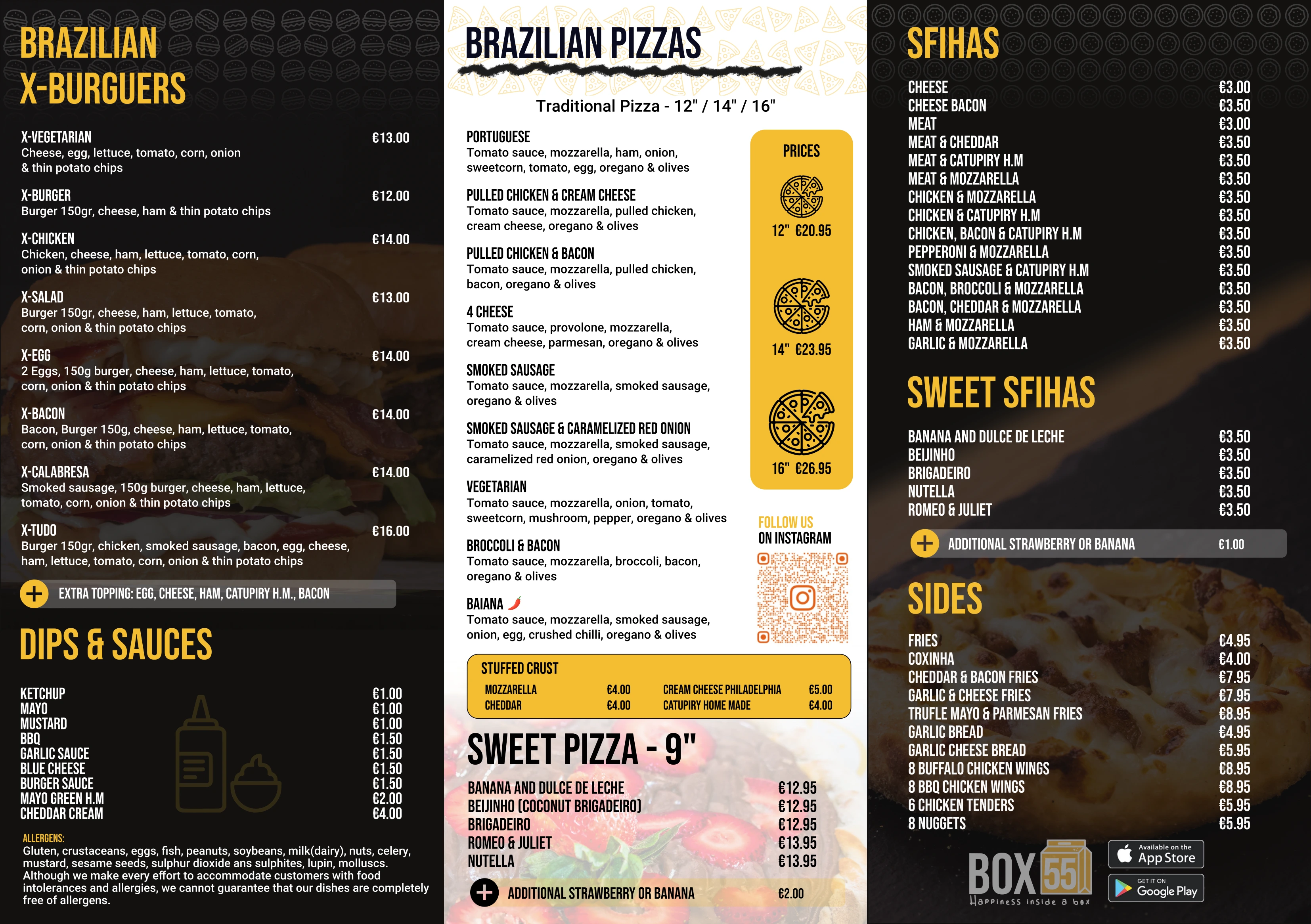 Box55 menu - foldable.