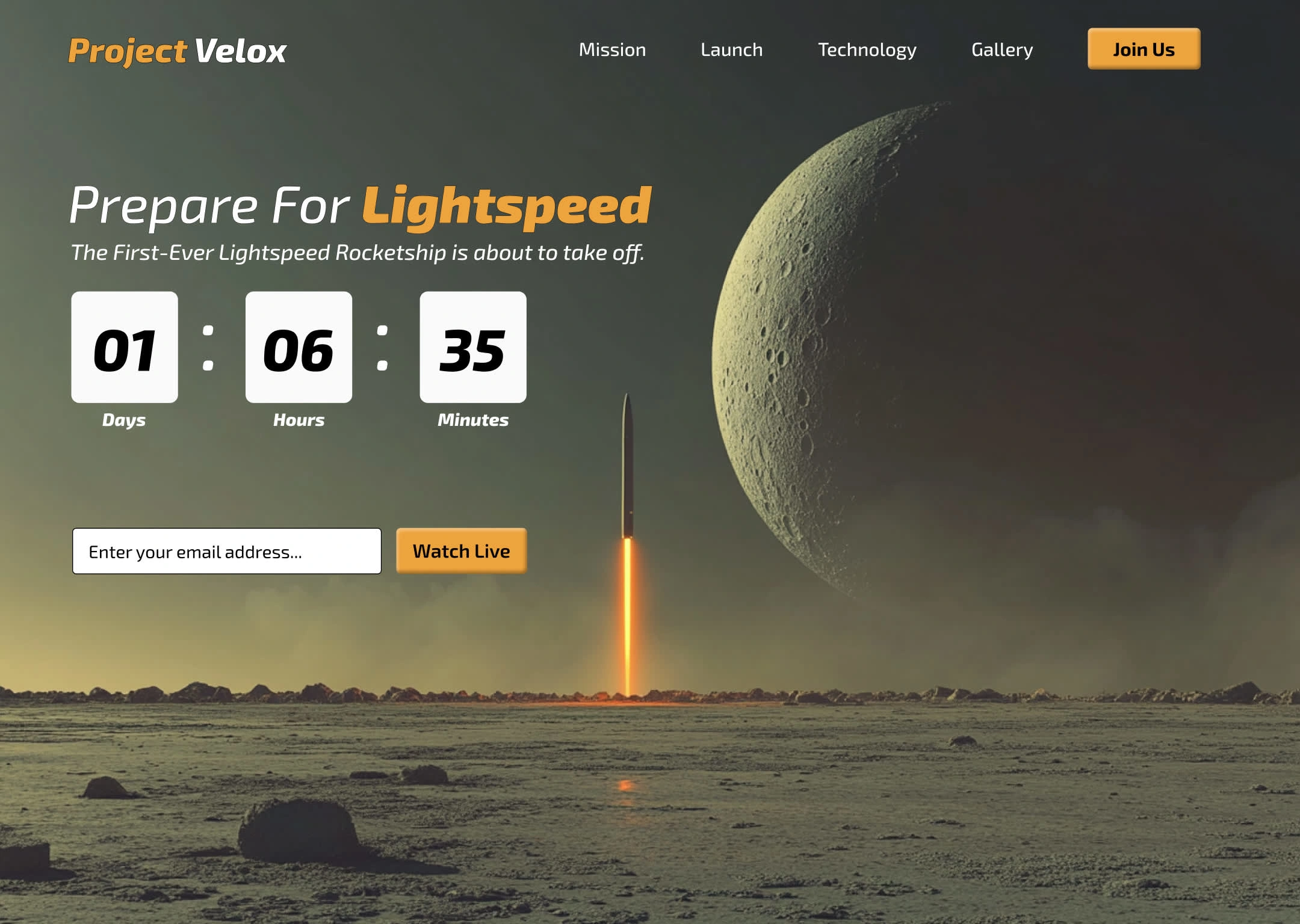 Project Velox Concept Landing Page