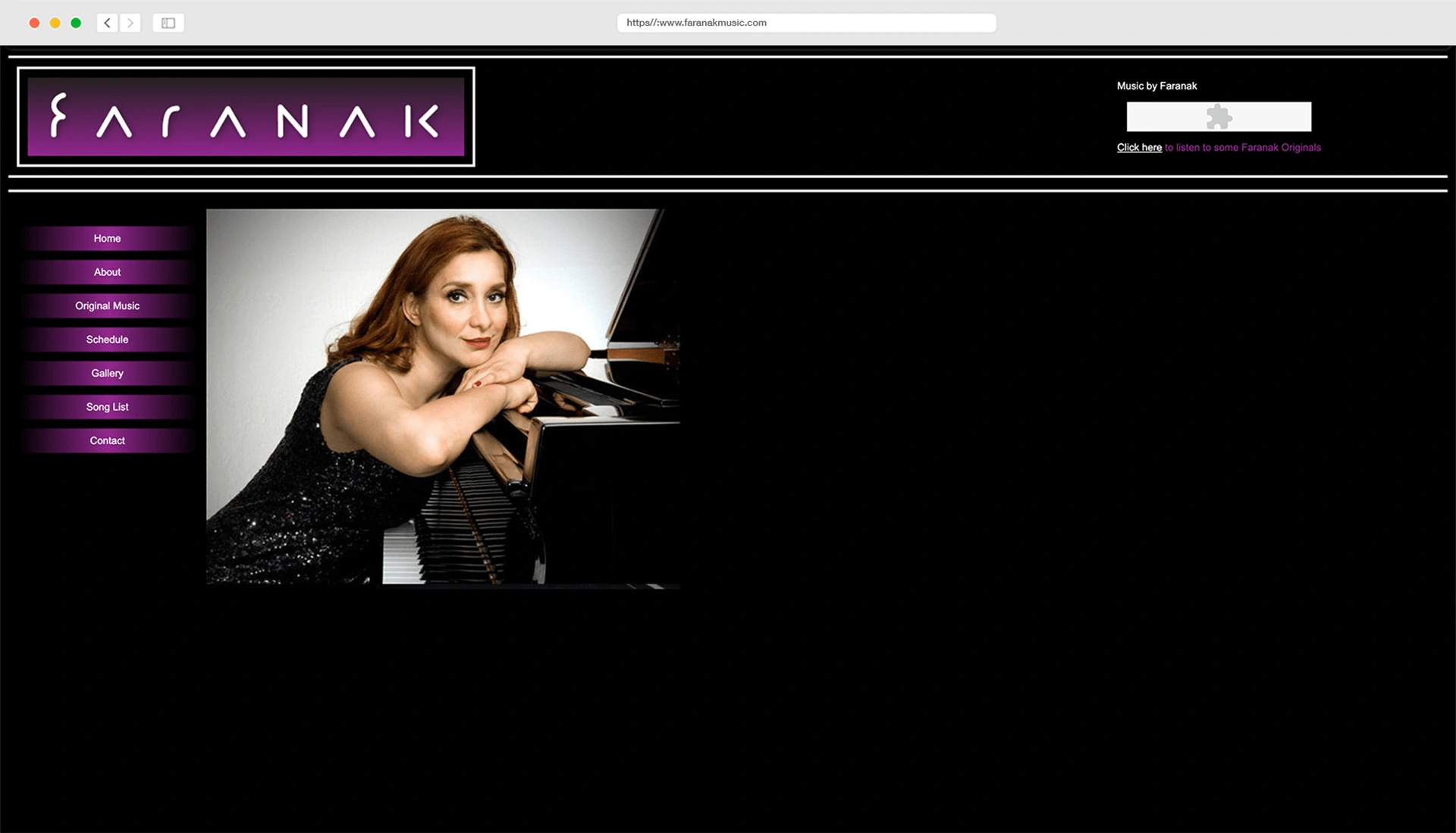 BEFORE/OLD: hero section of Faranak Shahroozi's website before collaboration