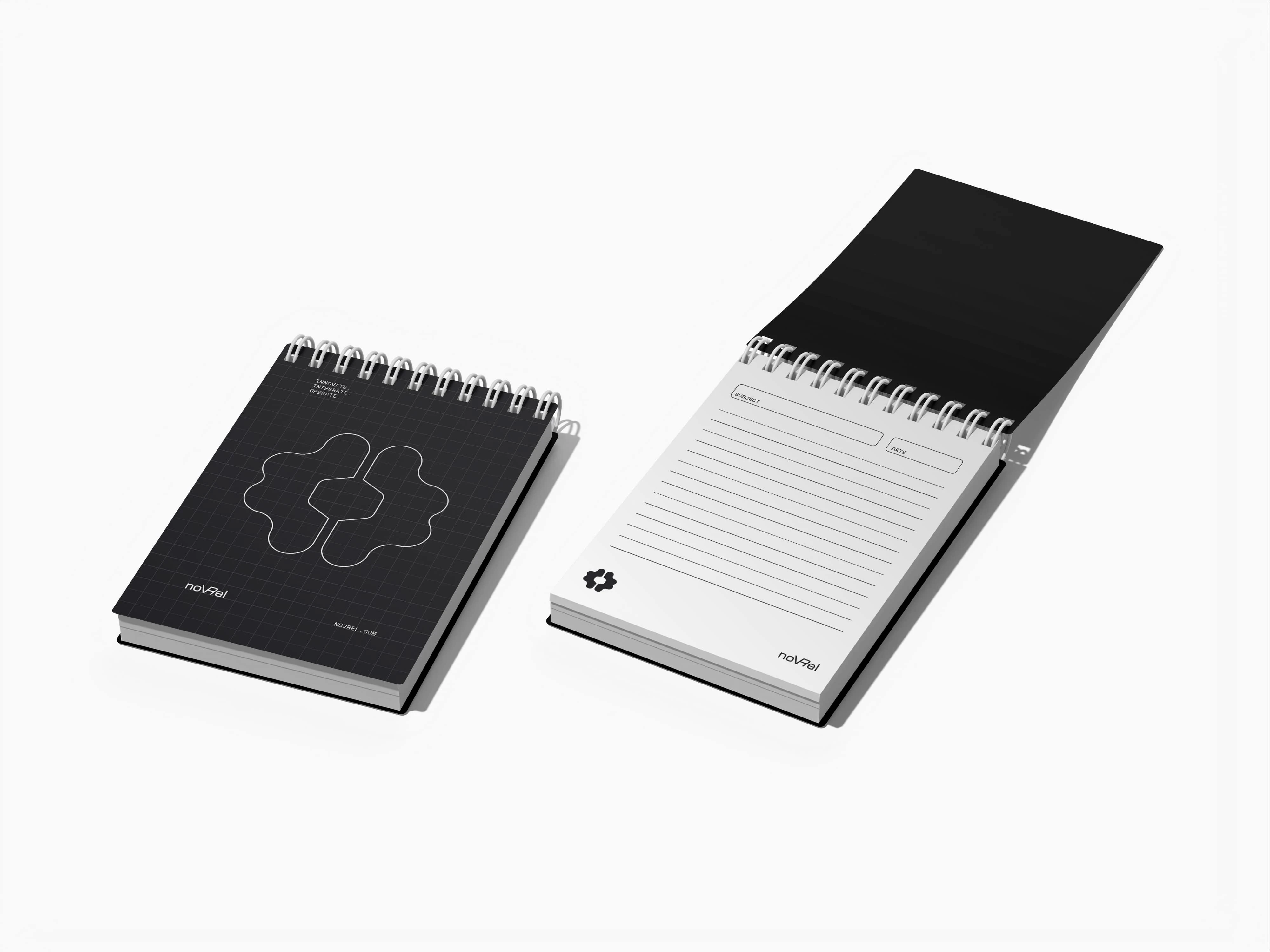 A notebook concept displaying noVRel's new mark in action