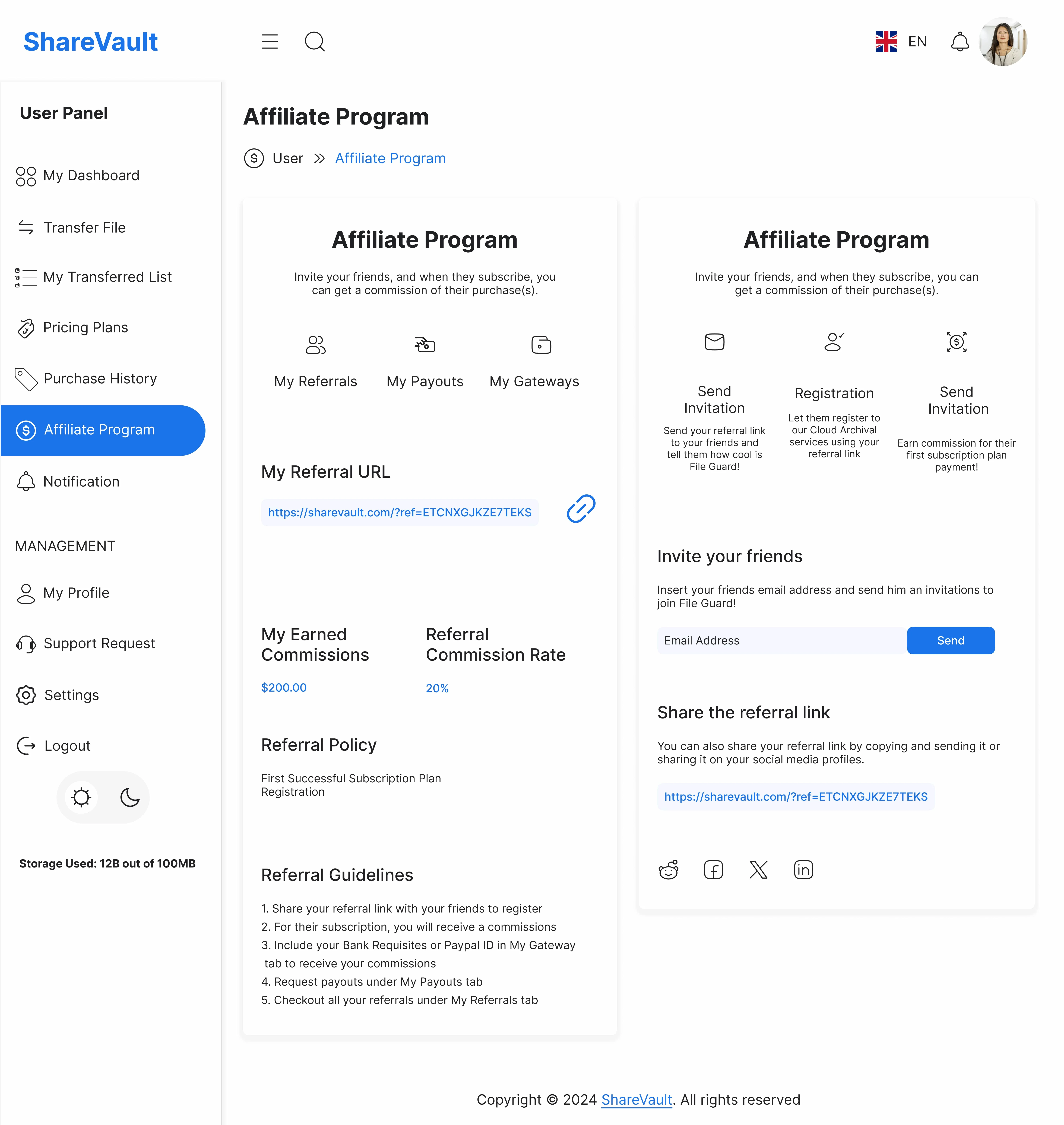 Affiliate Program: Provides users with referral opportunities to earn rewards.