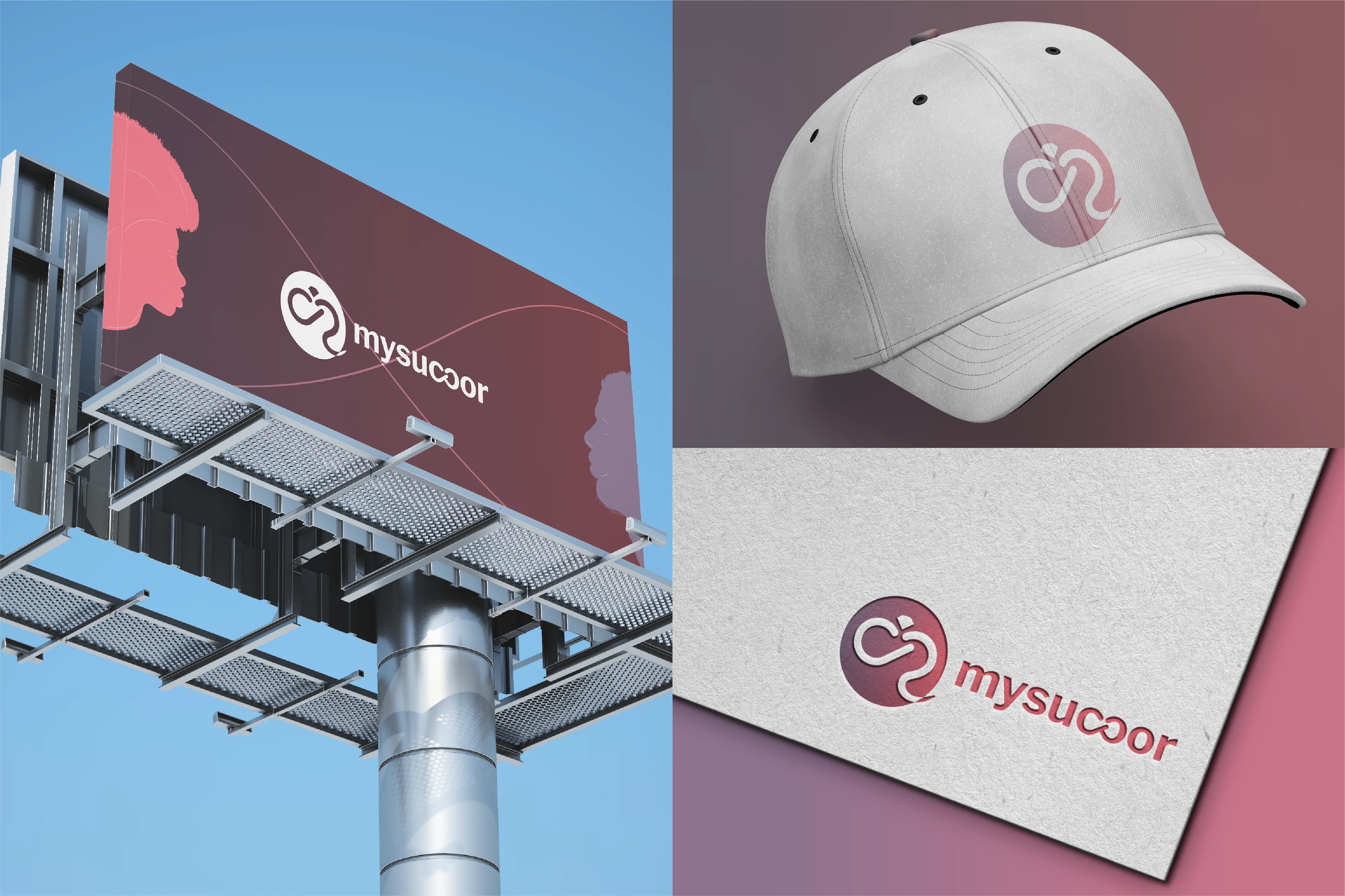 A billboard, cap and hard cover mockup