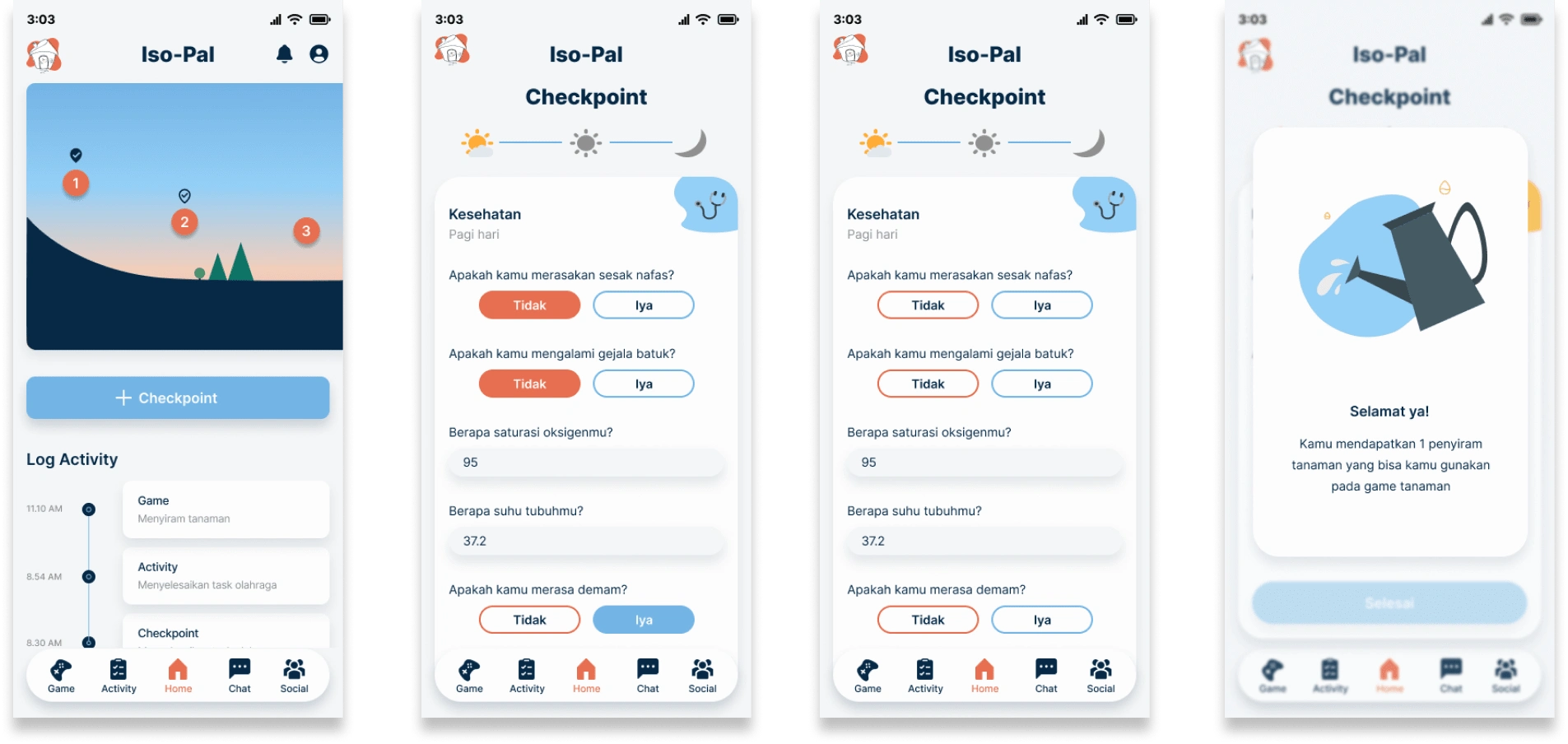 Feature - Checkpoint: monitor user condition during self-isolation