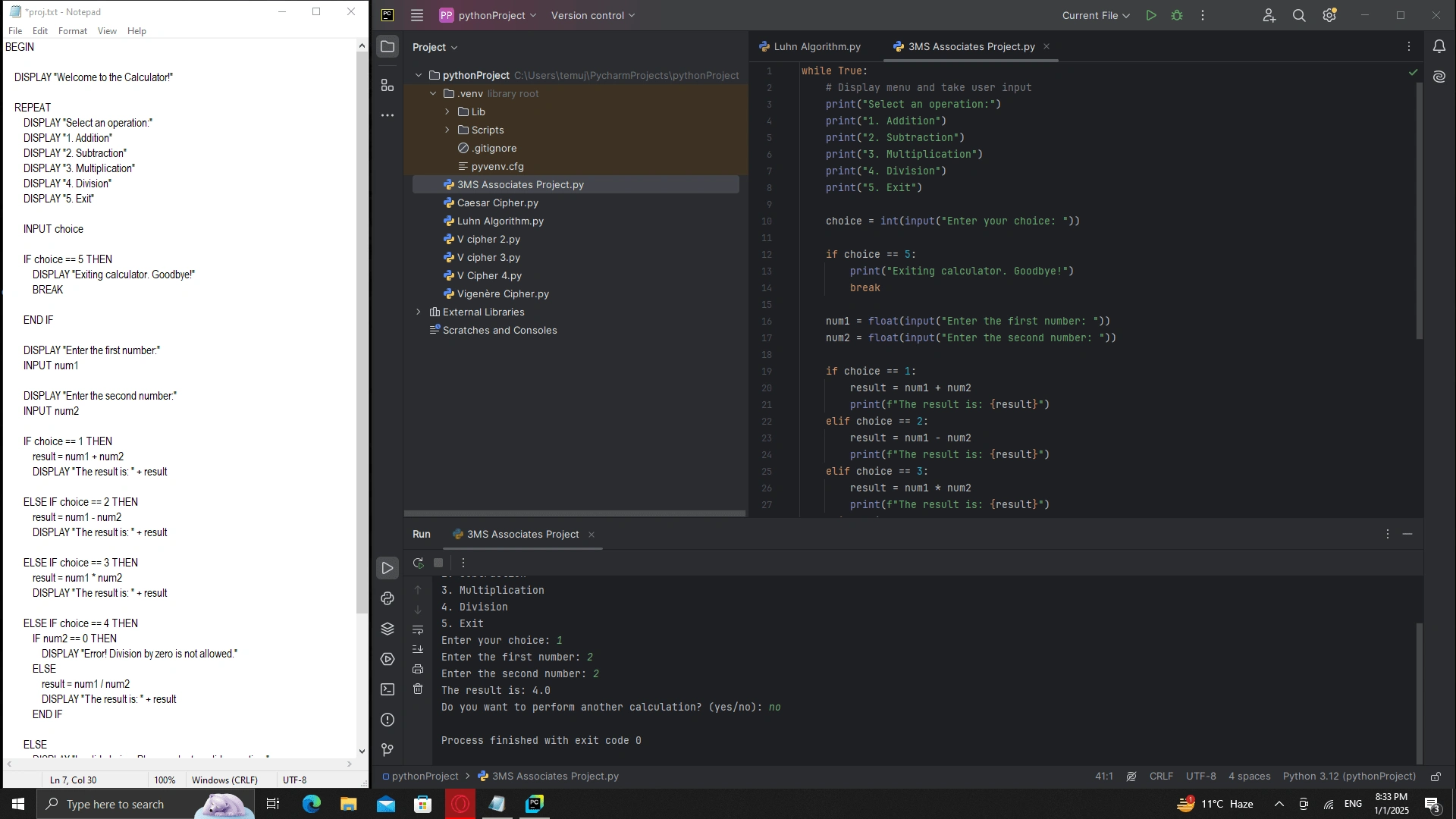 Screenshot of the coding process.