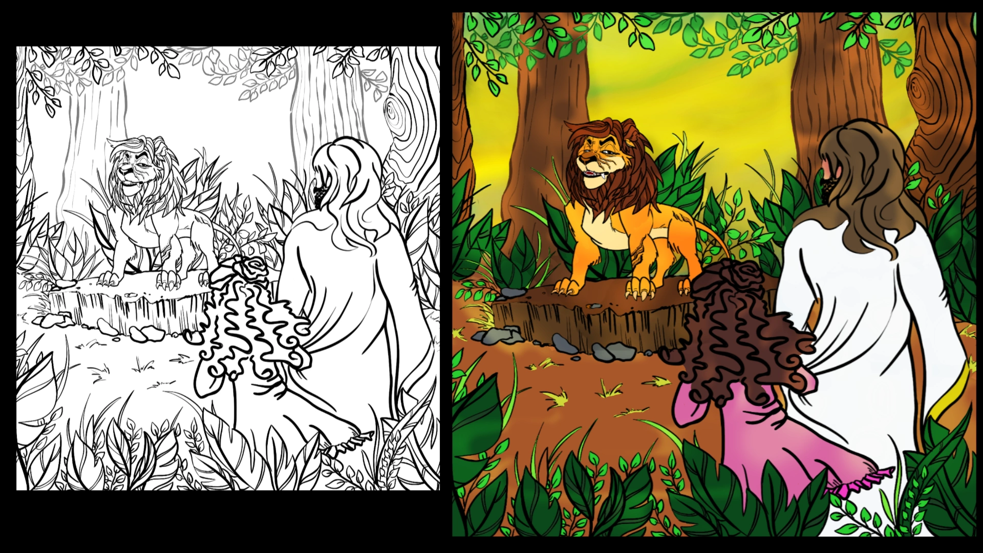 Left: Before coloring. | Right: After coloring. [Illustration: 01]