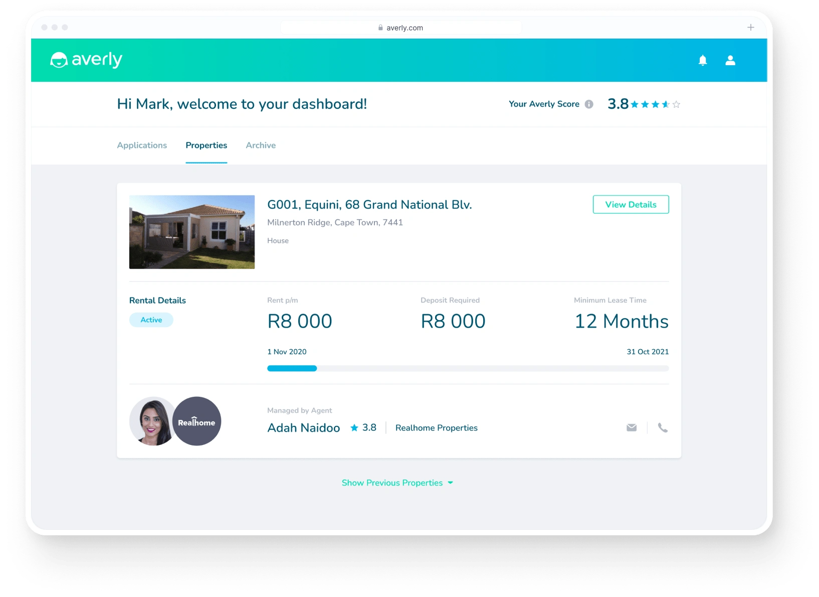 Tenants dashboard allows tenants to manage their applications.