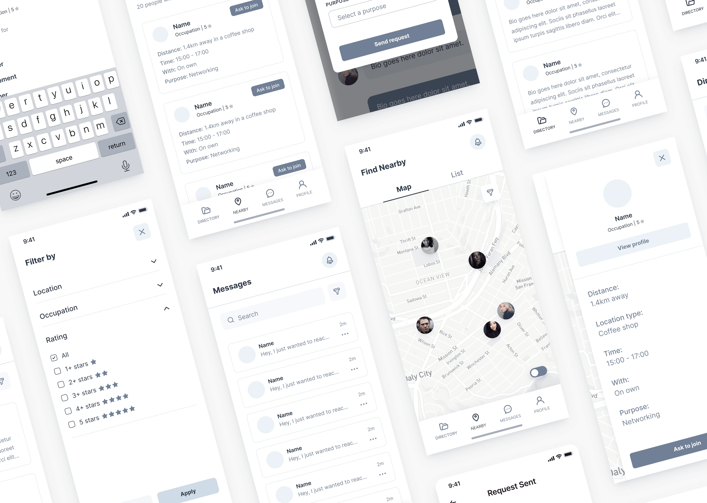 Coworkr Low Fidelity Wireframes