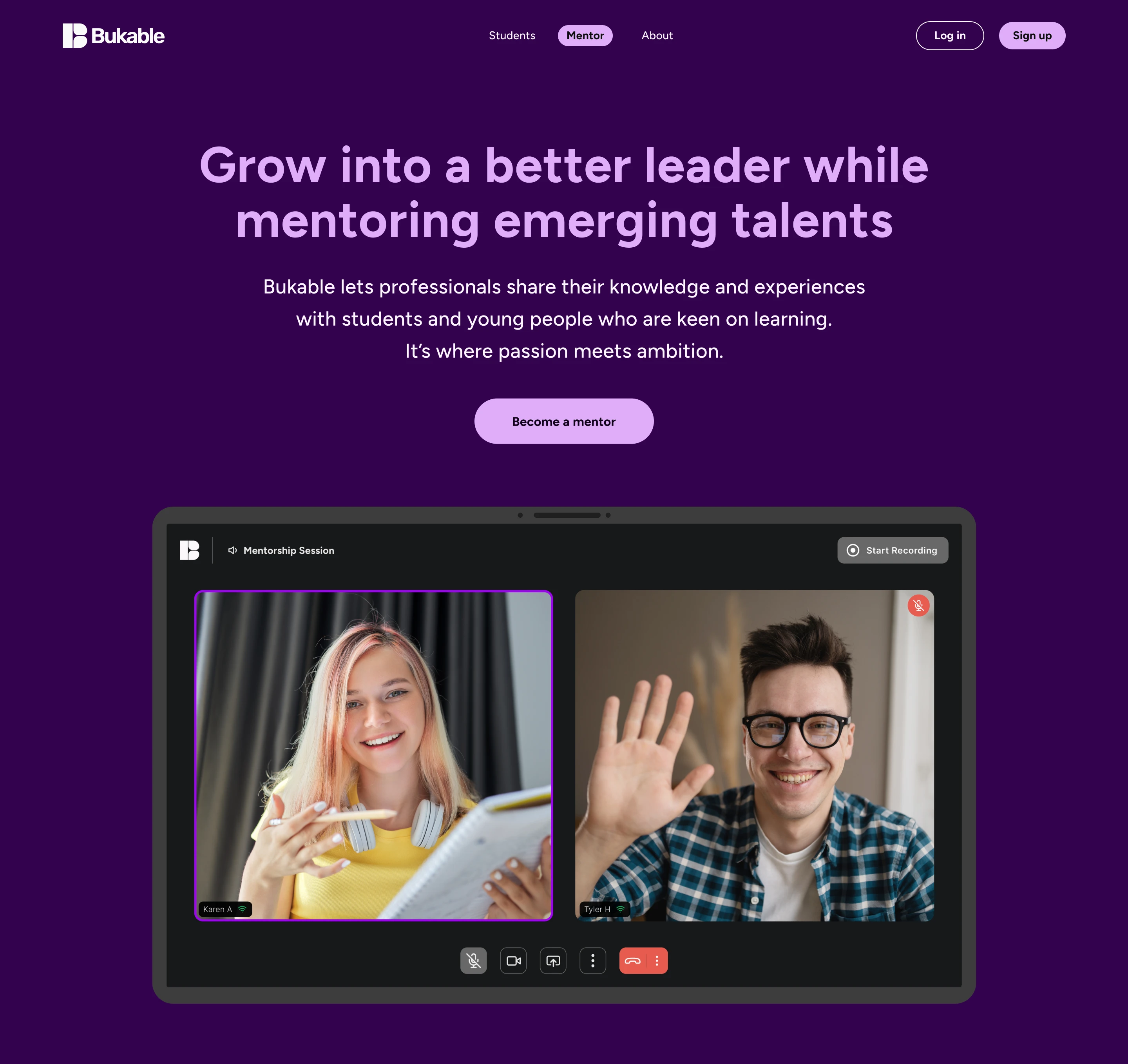 New landing page hero section for mentors