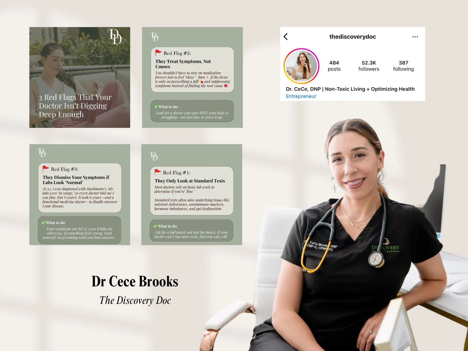 Dr. Cece (@TheDiscoveryDoc, 50K+ followers) ��– Helped craft insightful content on root-cause wellness, driving engagement and audience trust.