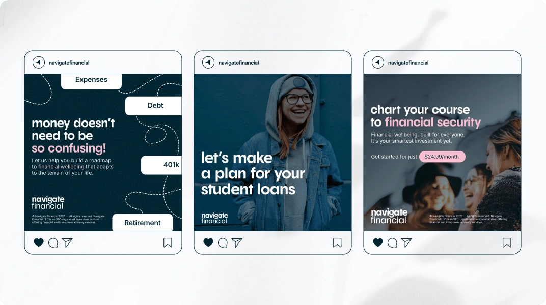 A few of Navigate's Instagram ads