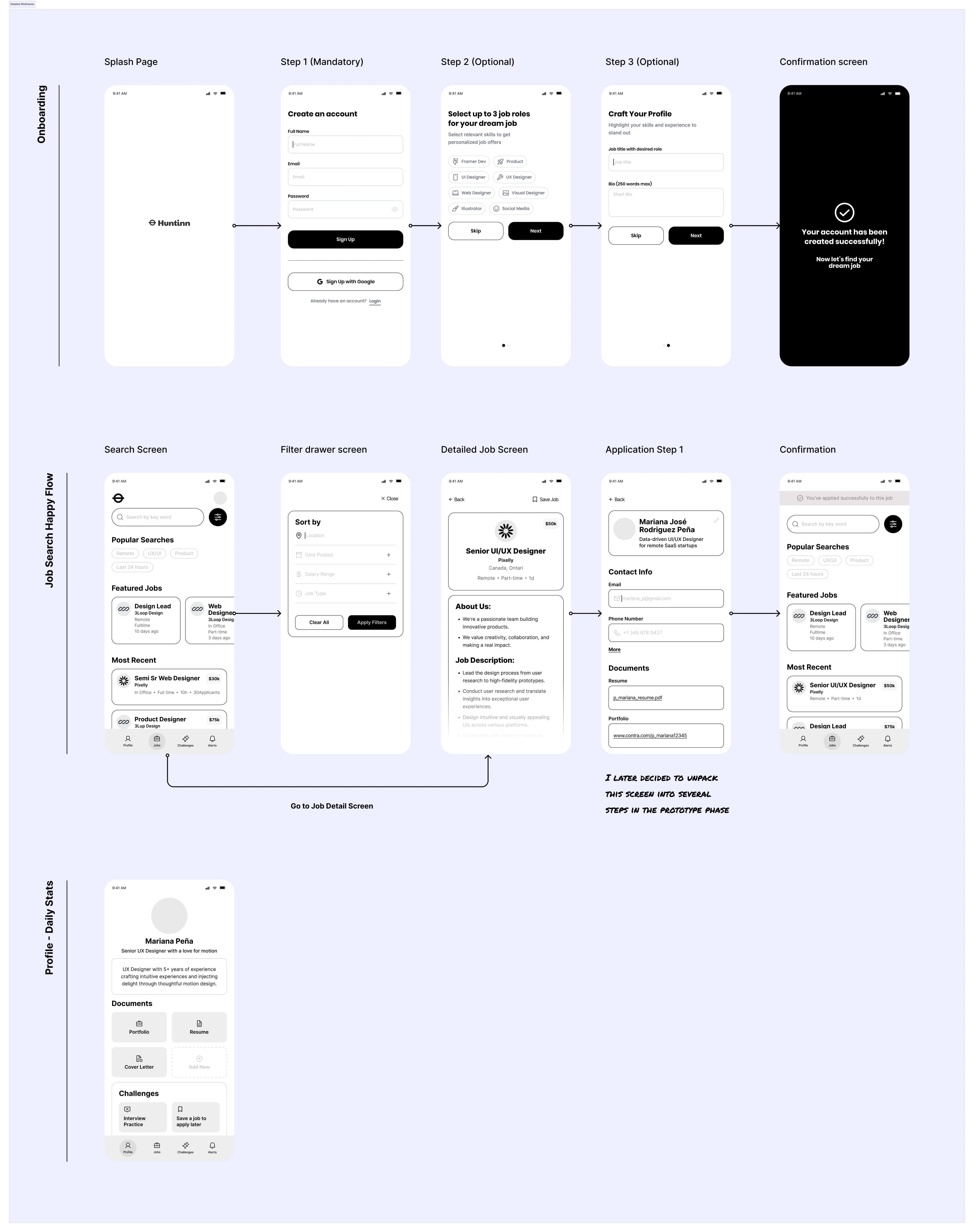 Detailed Wireframes