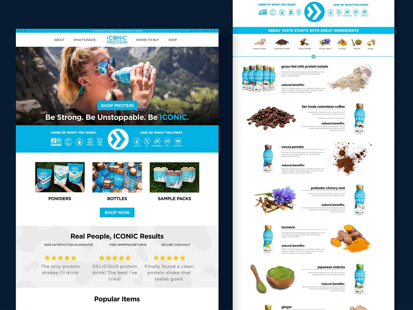 Mockup of new ICONIC Protein website