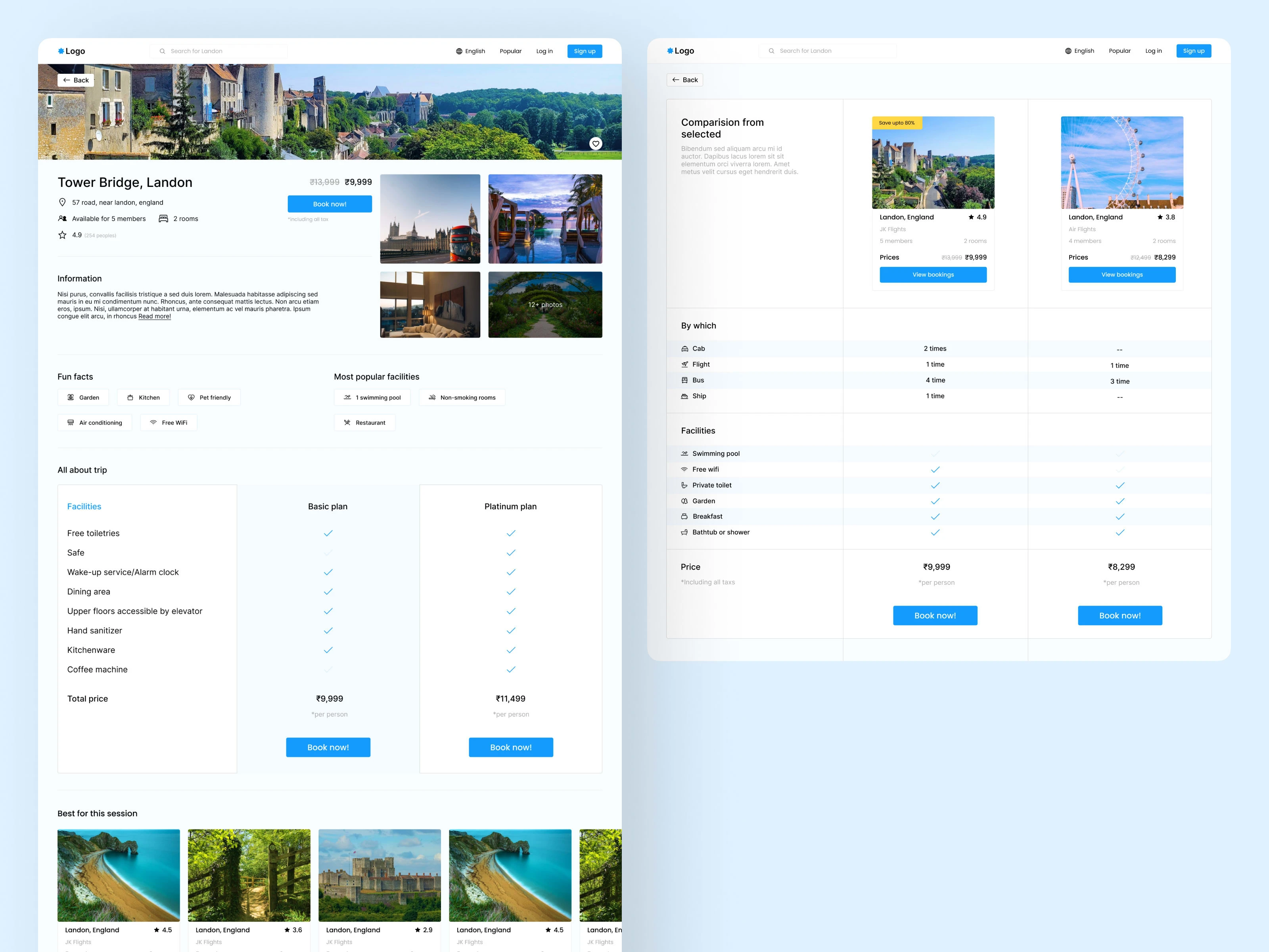 Booking & Comparisons