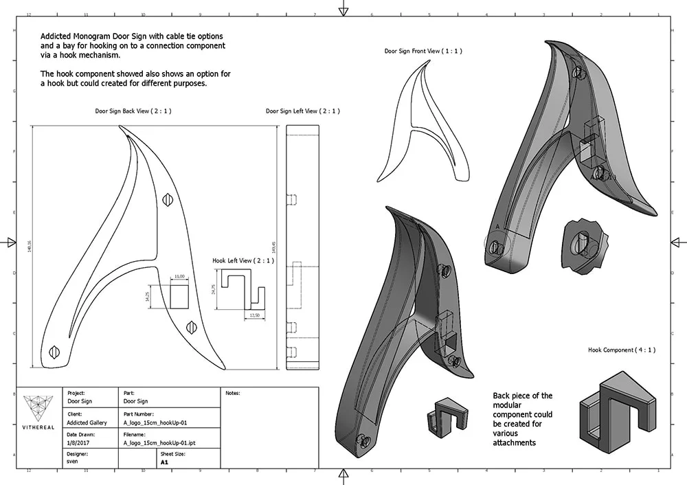 Addicted Logo Sign - CAD drawings 