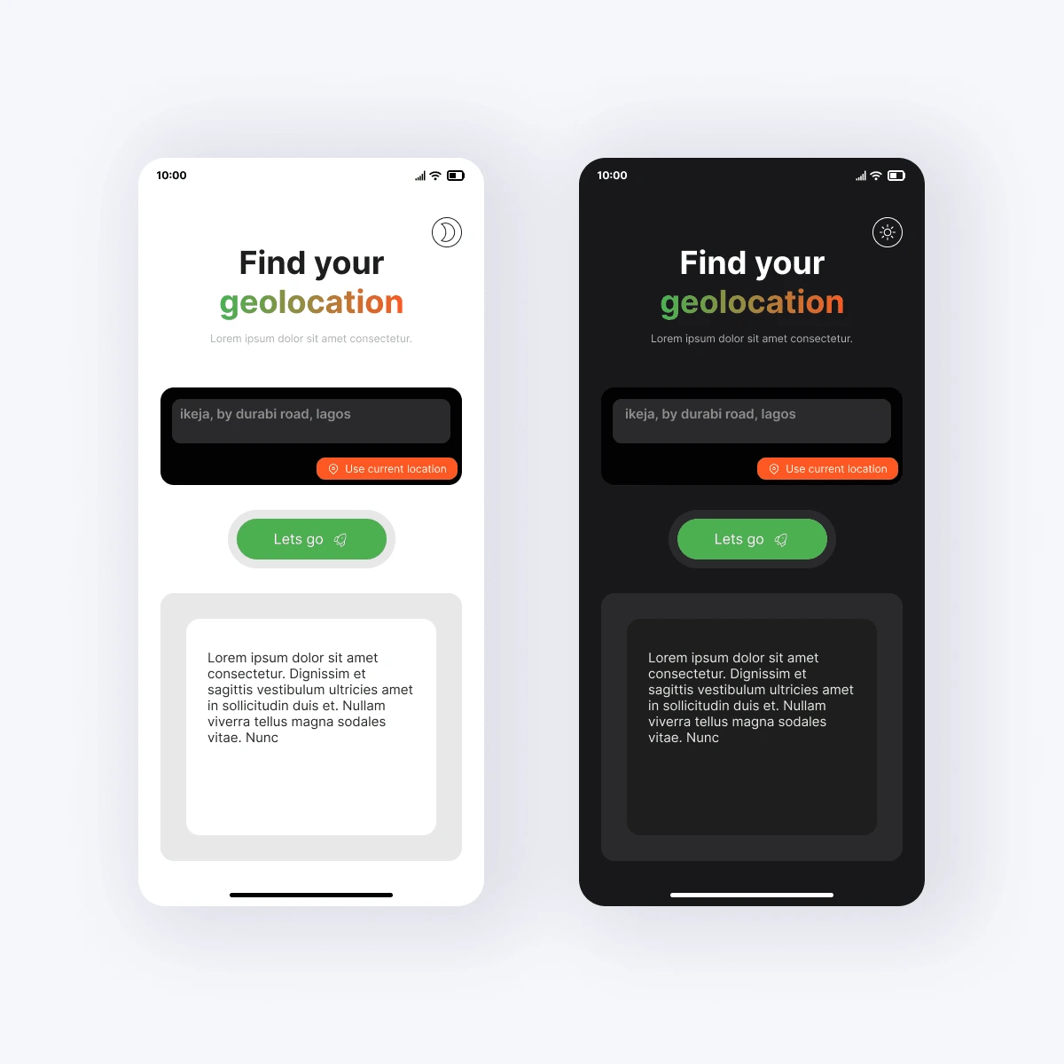 Mobile mockups