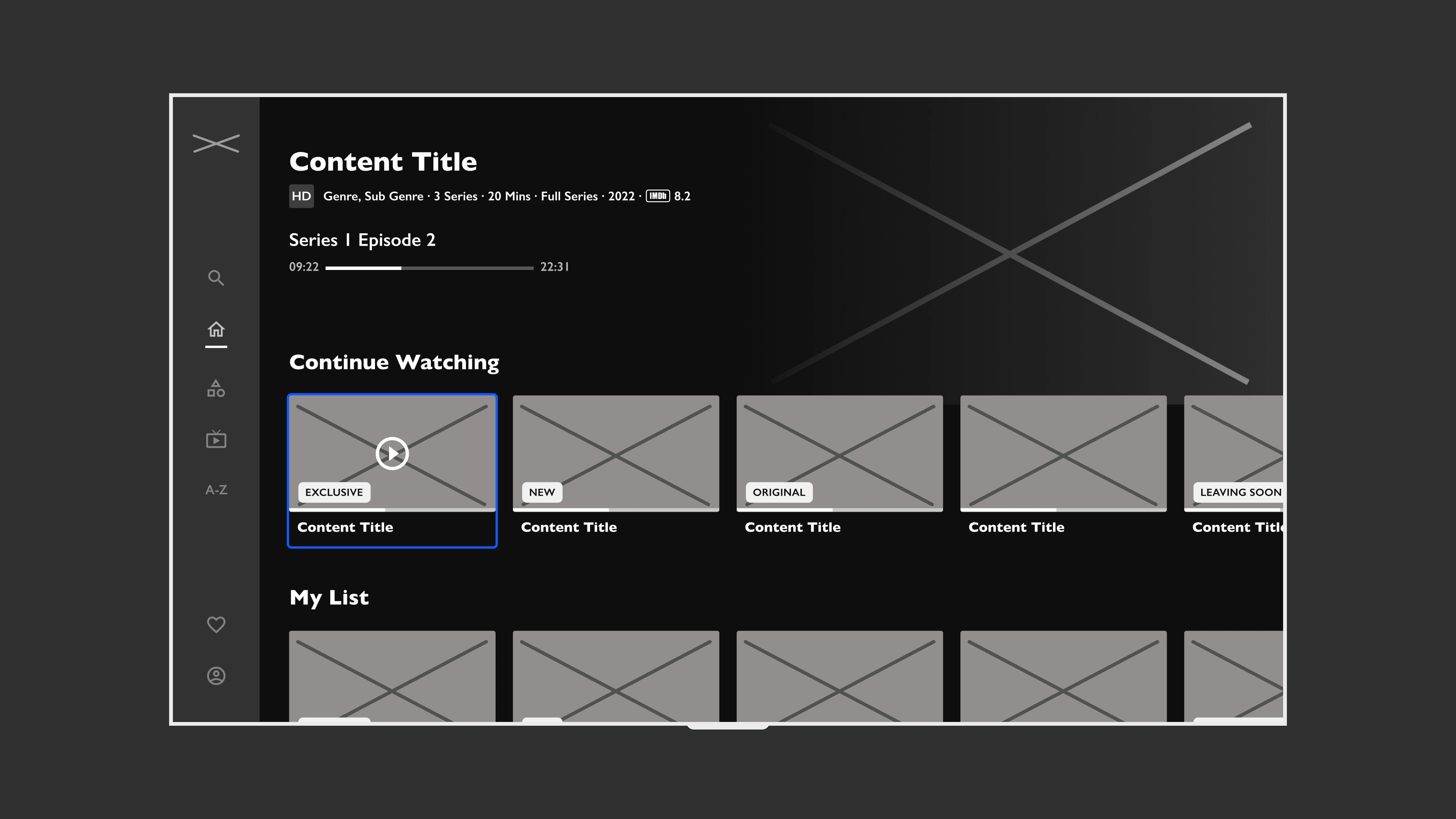 TV Continue Watching Rail Wireframe