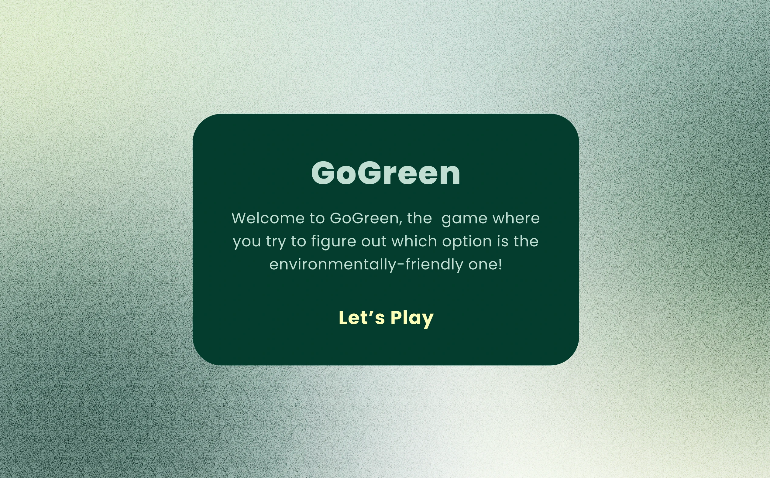 Starting Page of GoGreen