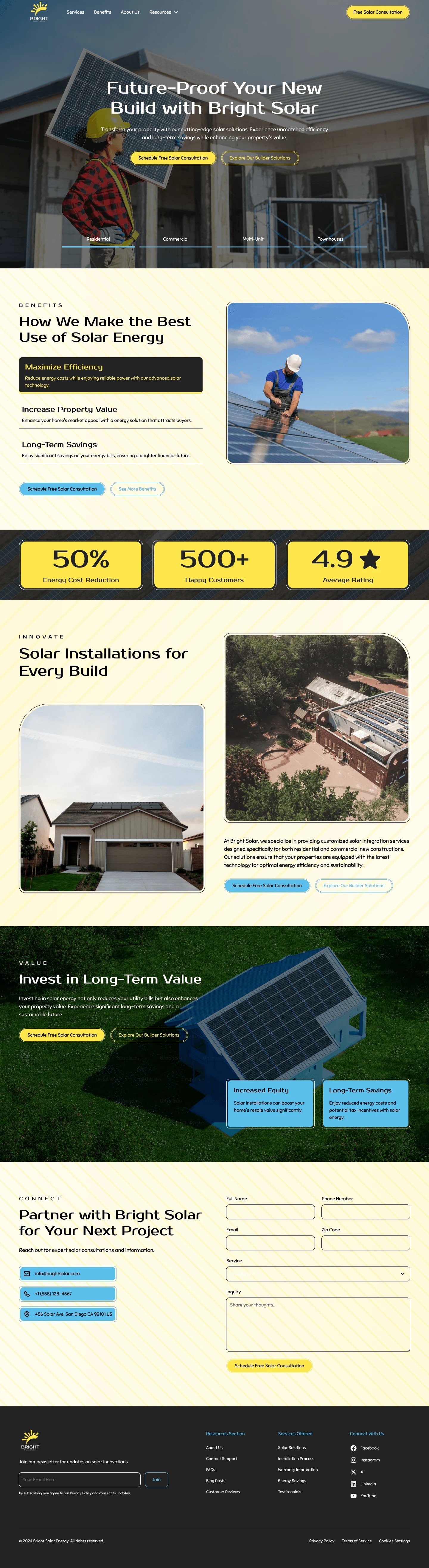 Solar company website design - Bright Solar