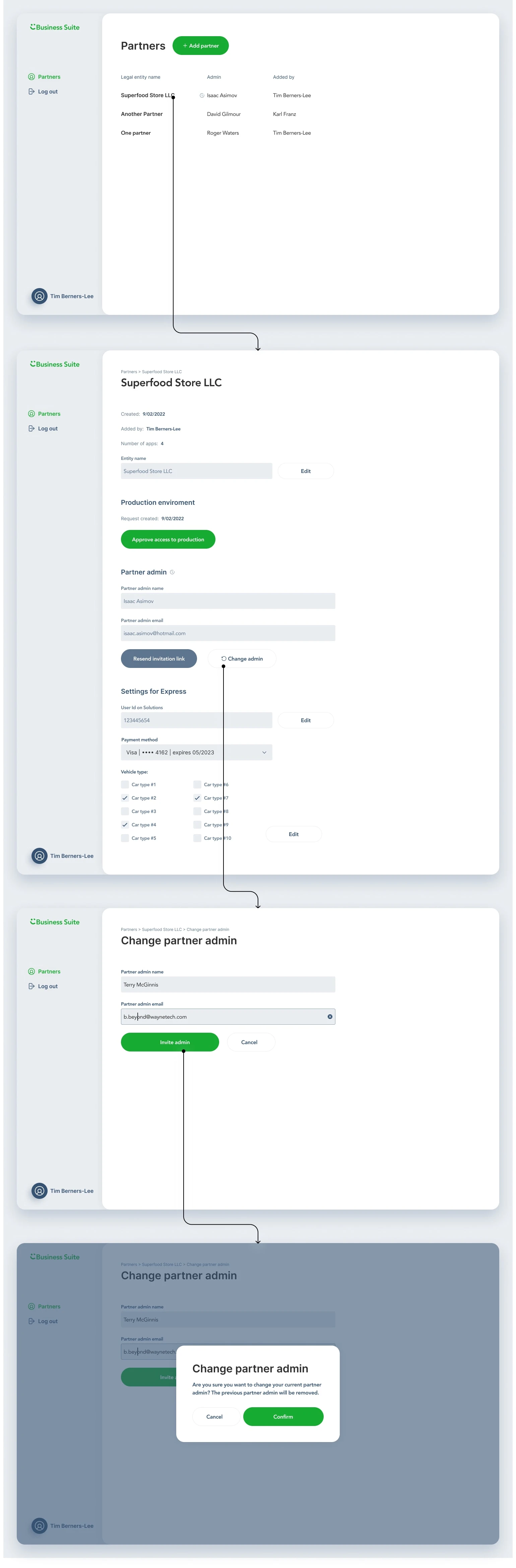 Changing the designated Partner admin.