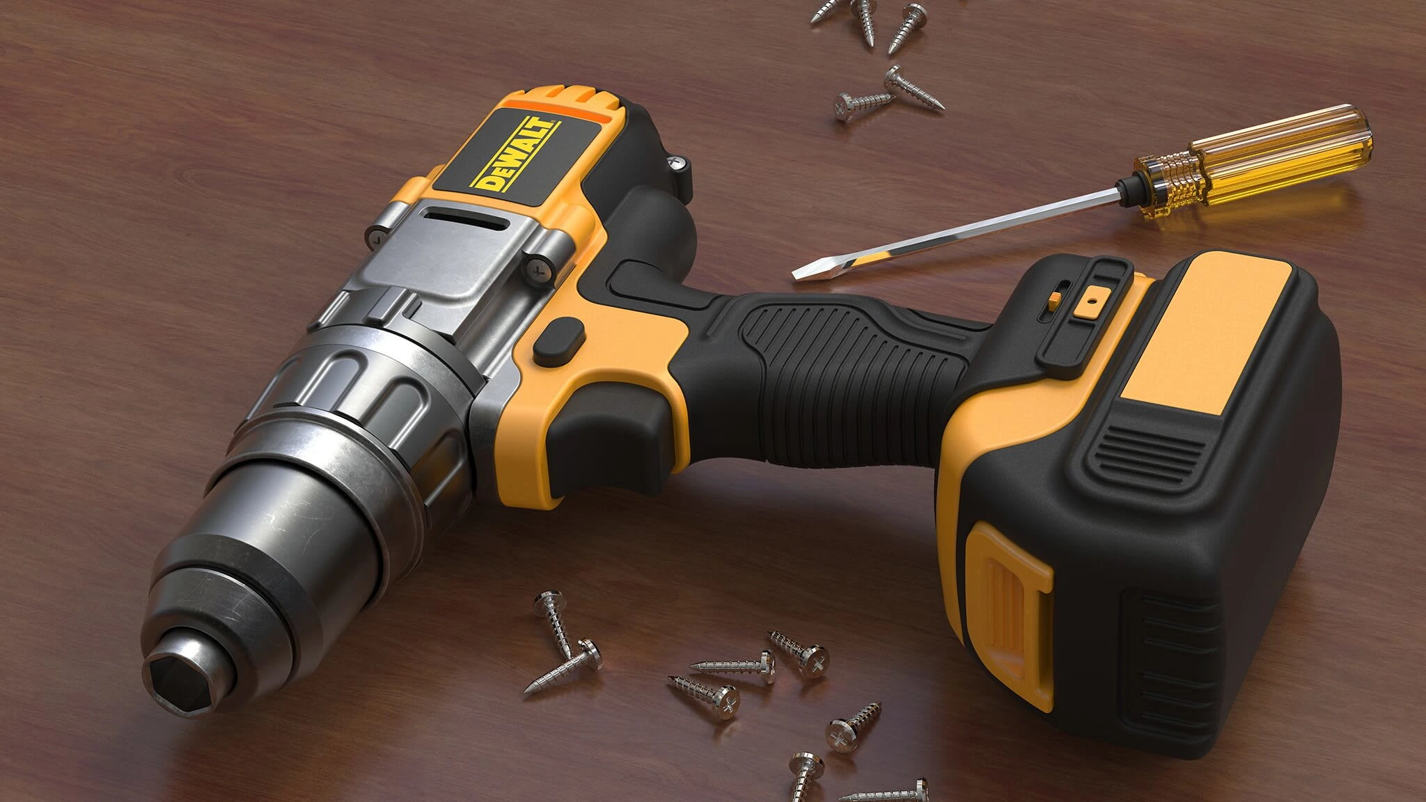 3D Rendering of a DeWalt driller