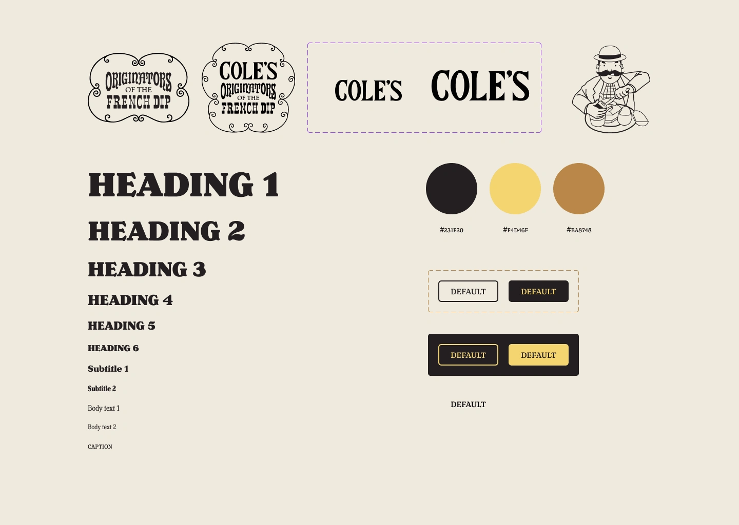 Styles Tile in Figma based on Cole's Brand Guide