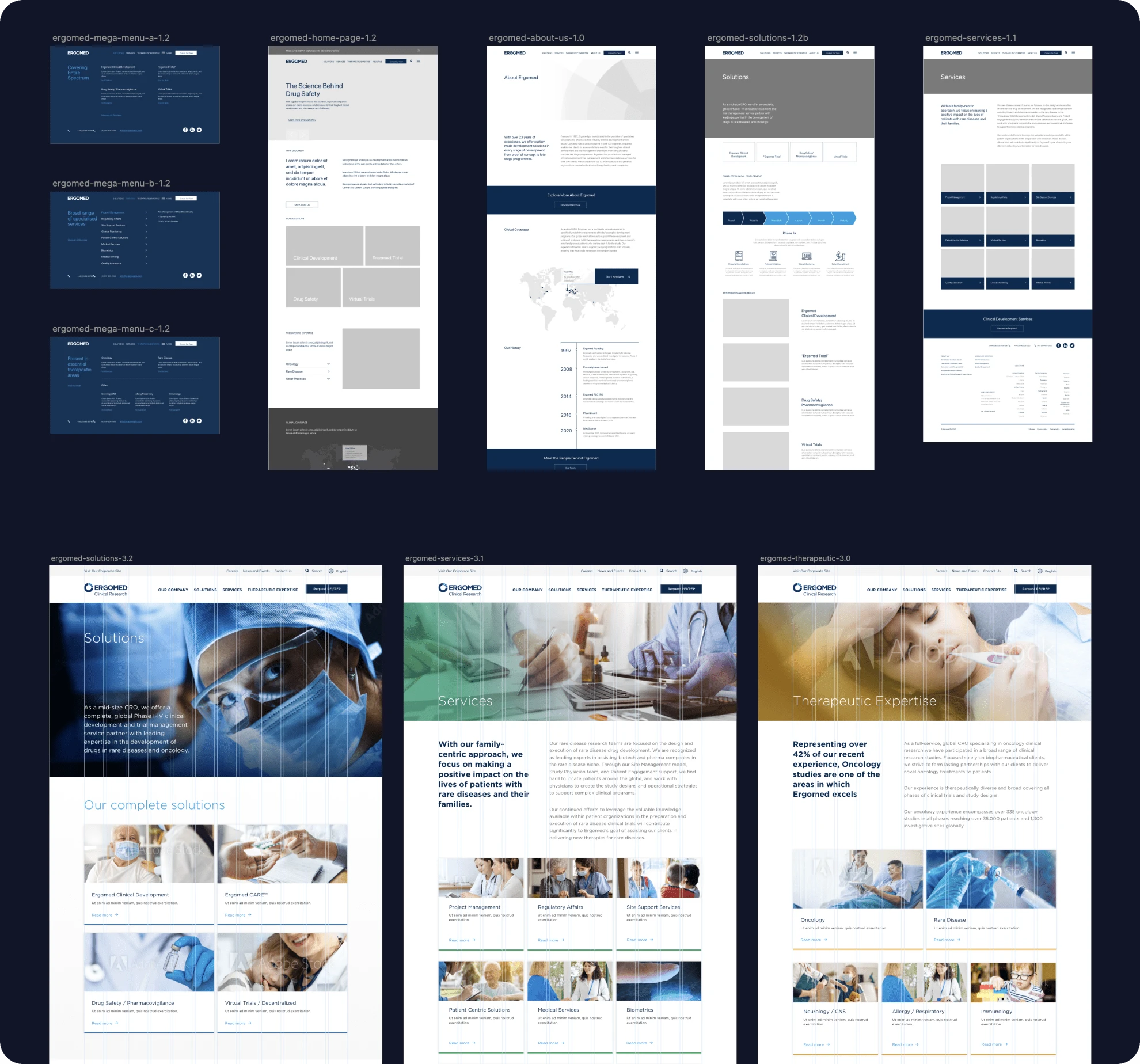 Website wireframes and prototypes