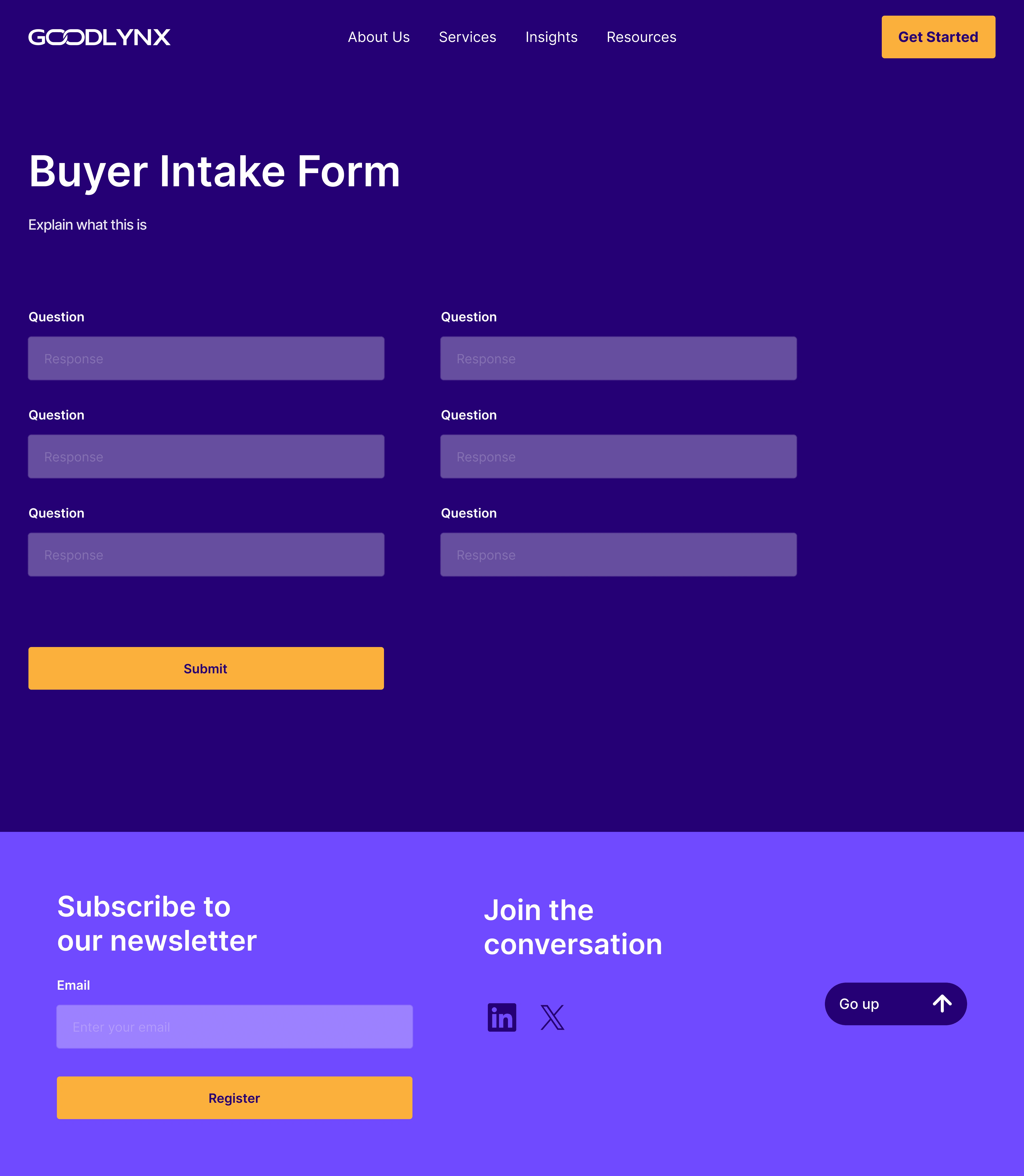 Web Design (Intake Form Page) - A landing page to intake information from users